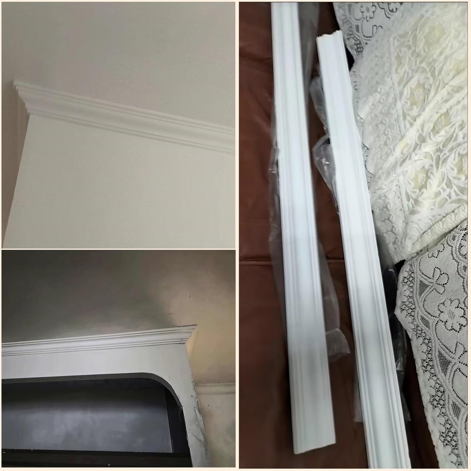 Listwy Sufitów Biała Listwa Sufitowa (Gzyms) z Pianki – 2.40 m, Lekkie Obramowania do Luster (do Łazienki, Salonu Lub Domu), Ozdobne Listwy Ścienne – Gotowe((4")/10 cm Height)