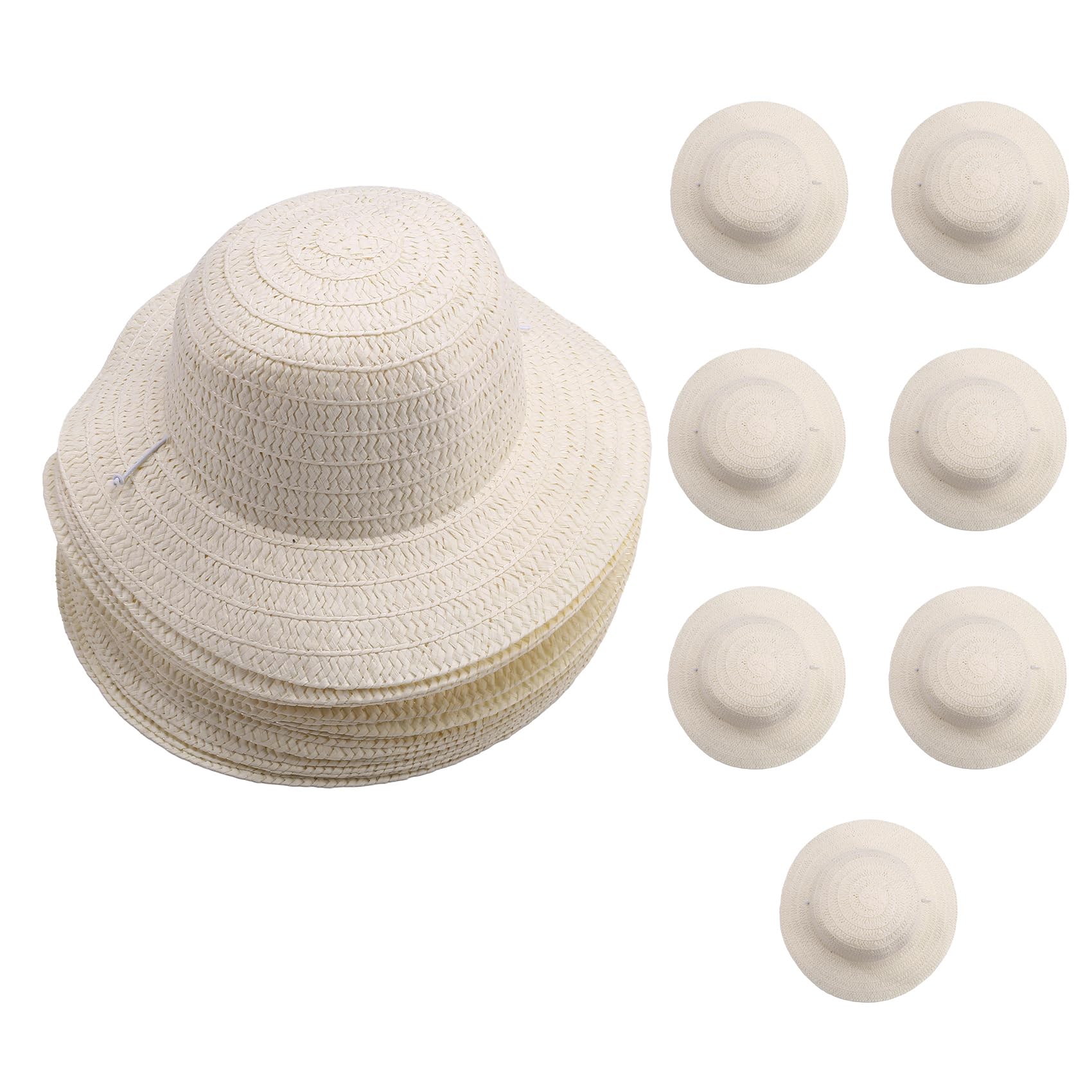 Juego de 20 piezas de sombrero de paja DIY para playa, verano, trabajo, sombreros de ala ancha para hombres, mujeres, niños, decoración para fiesta de cumpleaños de vaquero