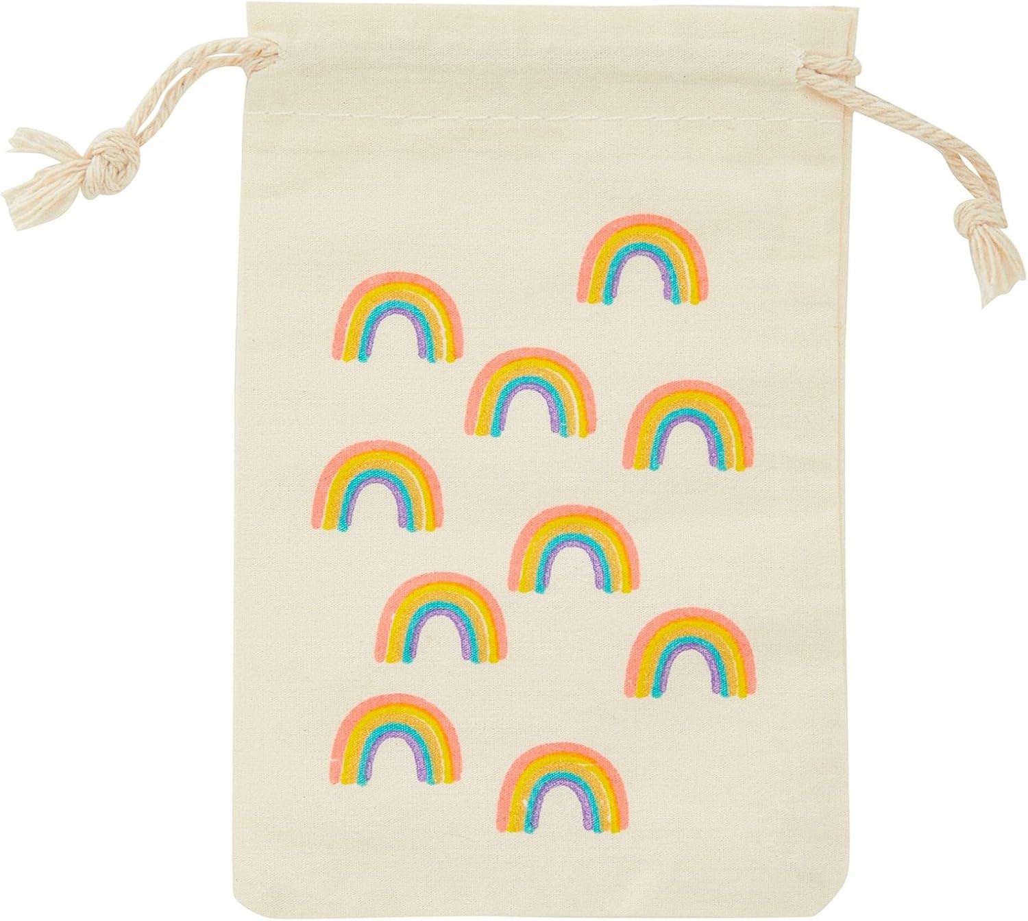 Prоduсt Dеаl Party Favor Bags - 12-Pack Rainbow Party Favor Bags - Mini Canvas Drawstring Treat Gift Pouches, Rainbow Party Supplies | Kids Birthdays, Unicorn Parties, Rainbows with Gold Glitter, 4 x 6 Inches