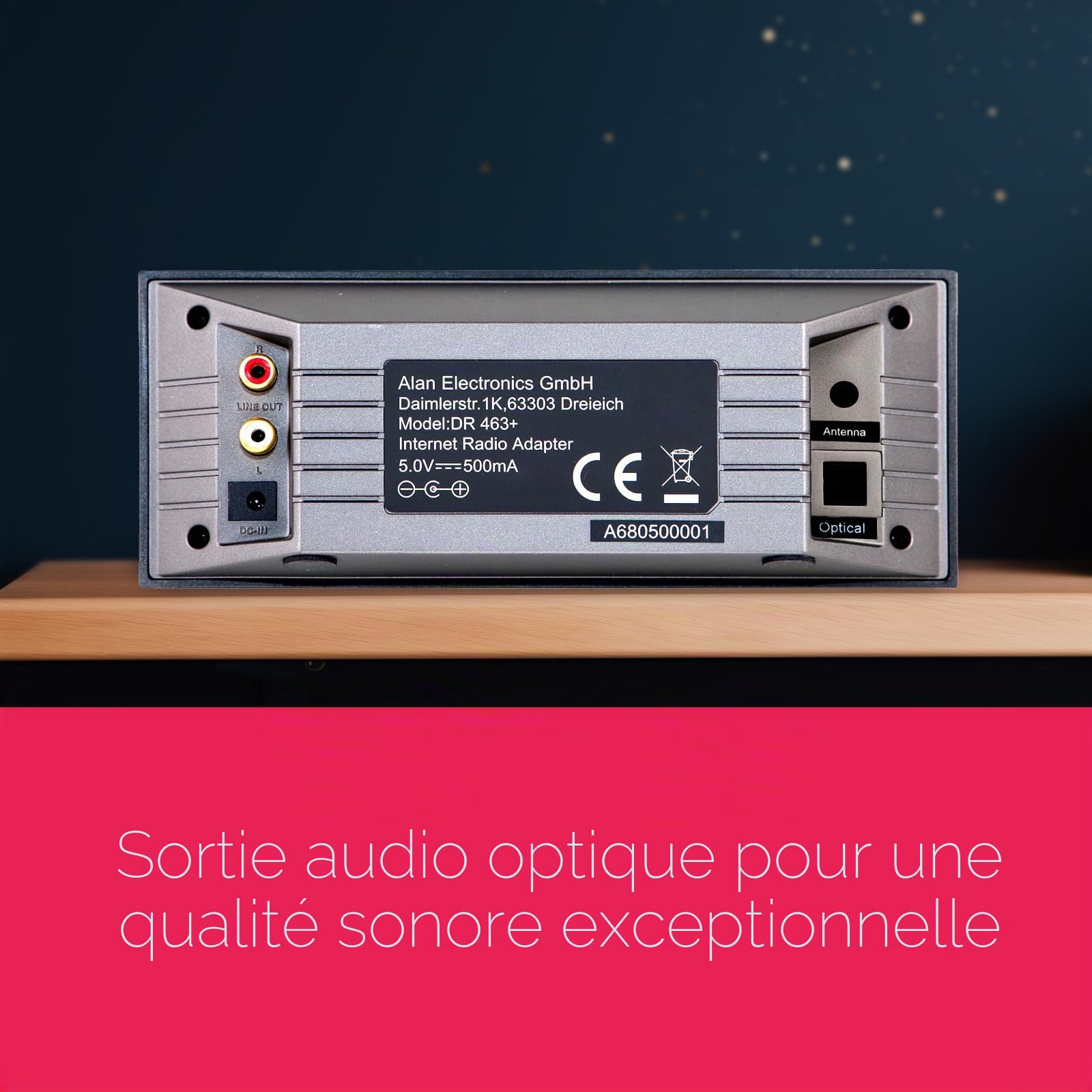 Albrecht DR 463 Adaptateur pour Radio Internet Dab+, FM Bluetooth, DLNA, Radio Internet, WiFi Compatible DLNA Argent