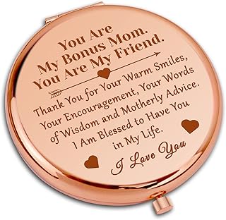 Bonus Mum Gifts Compact Pocket Makeup Mirror Stepmom Gift from Daughter Son for Stepmother Bonus Mom Wedding Gift from Stepdaughter Stepson Christmas Birthday Gifts for Mother in Law