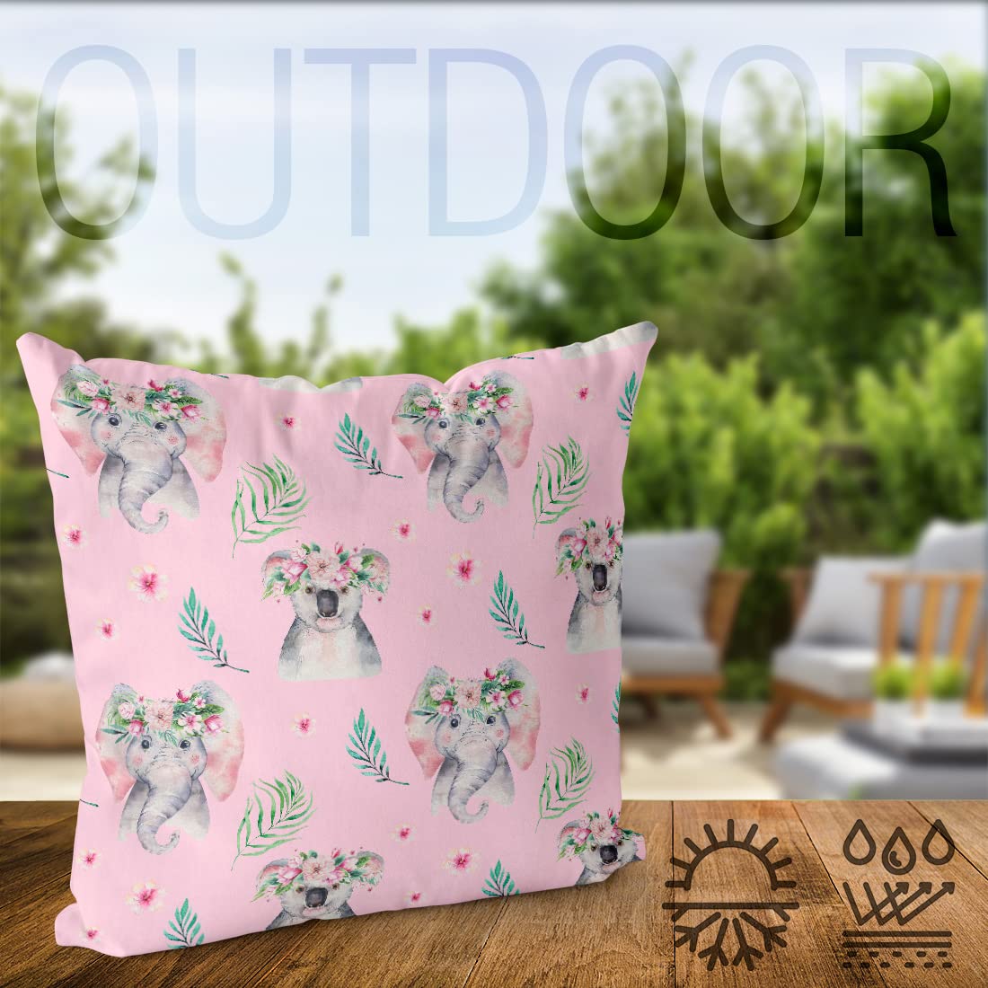 VOID Giraffa Rosa Giungla Cuscini federe Poliestere Impermeabile per Uso Outdoor e Indoor, Kissen Size:50 x 50 cm