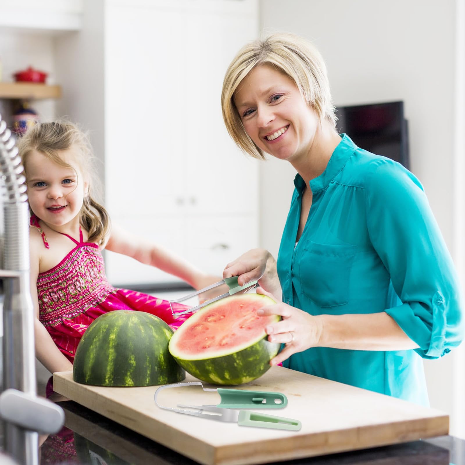 2x Wassermelonen Schneider Edelstahl - Obstschneider Mit Gabel Und Ausstecher