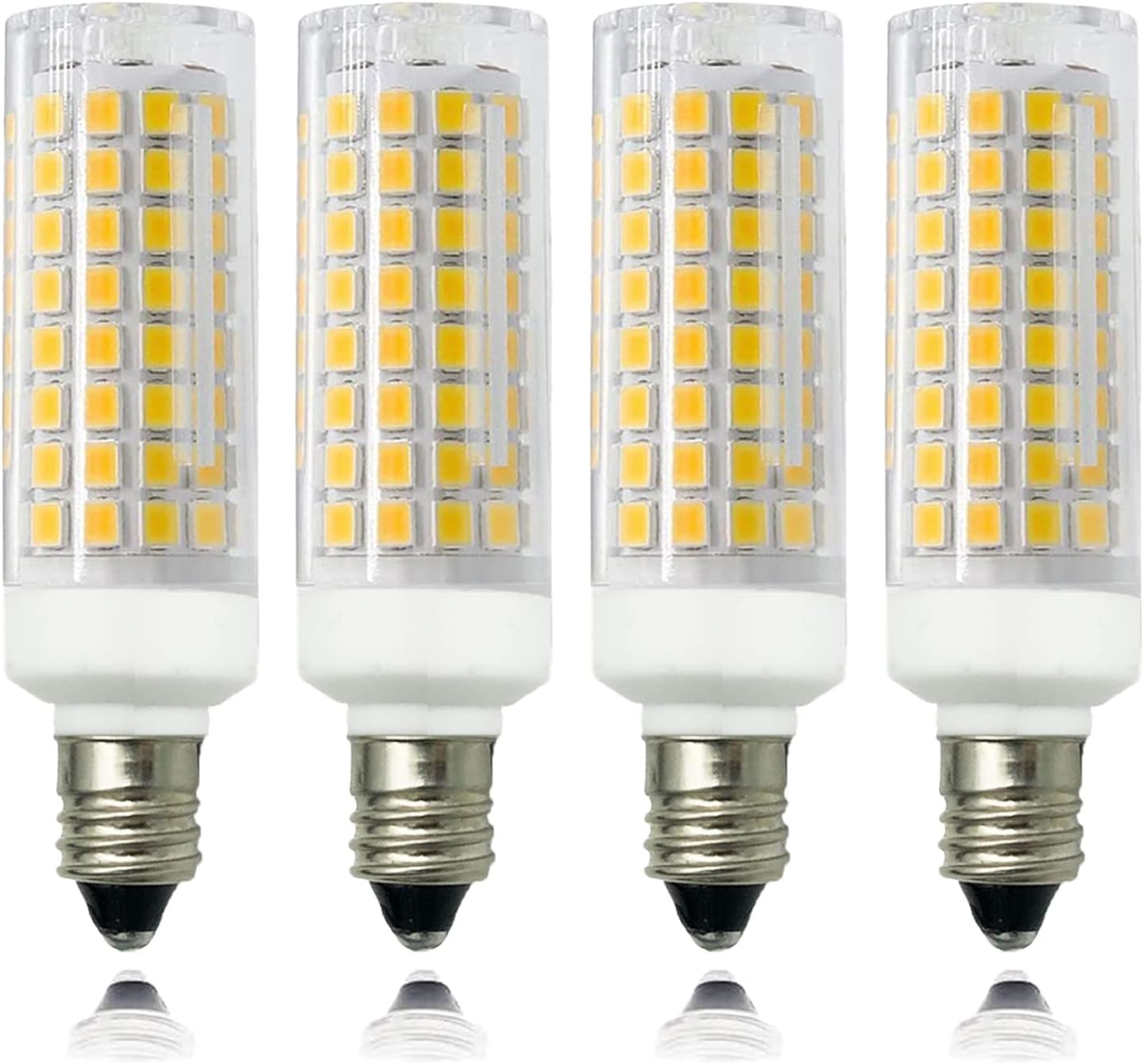 E12 LED Bulb 7W Equivalent to 75W Halogen, Dimmable 120V 730LM Candelabra Base T3/T4 Light Bulbs for Ceiling Fan, Chandelier Lighting Warm White 3000K (Pack of 4)