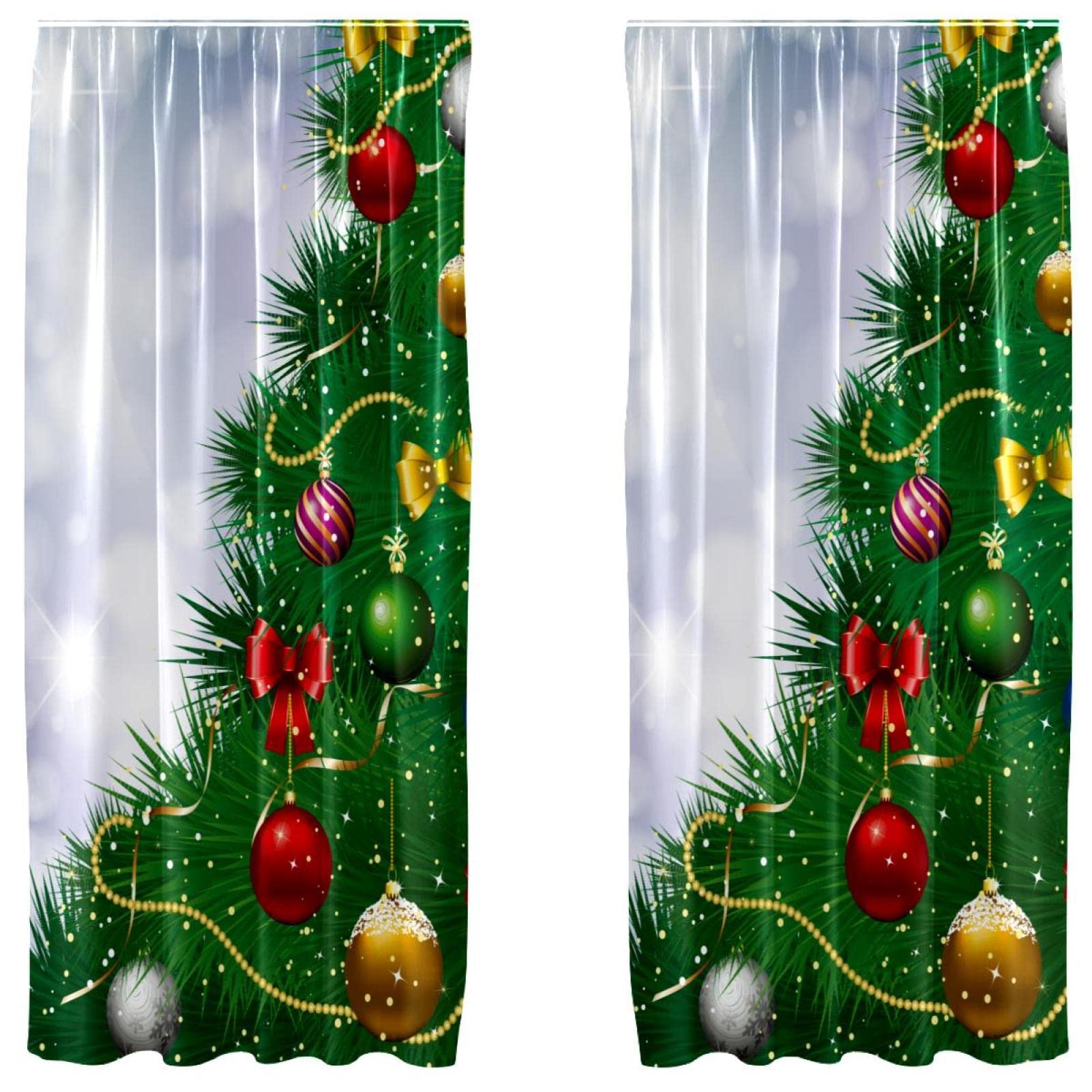 Cortinas opacas de microfibra de Navidad aislamiento térmico 2 paneles