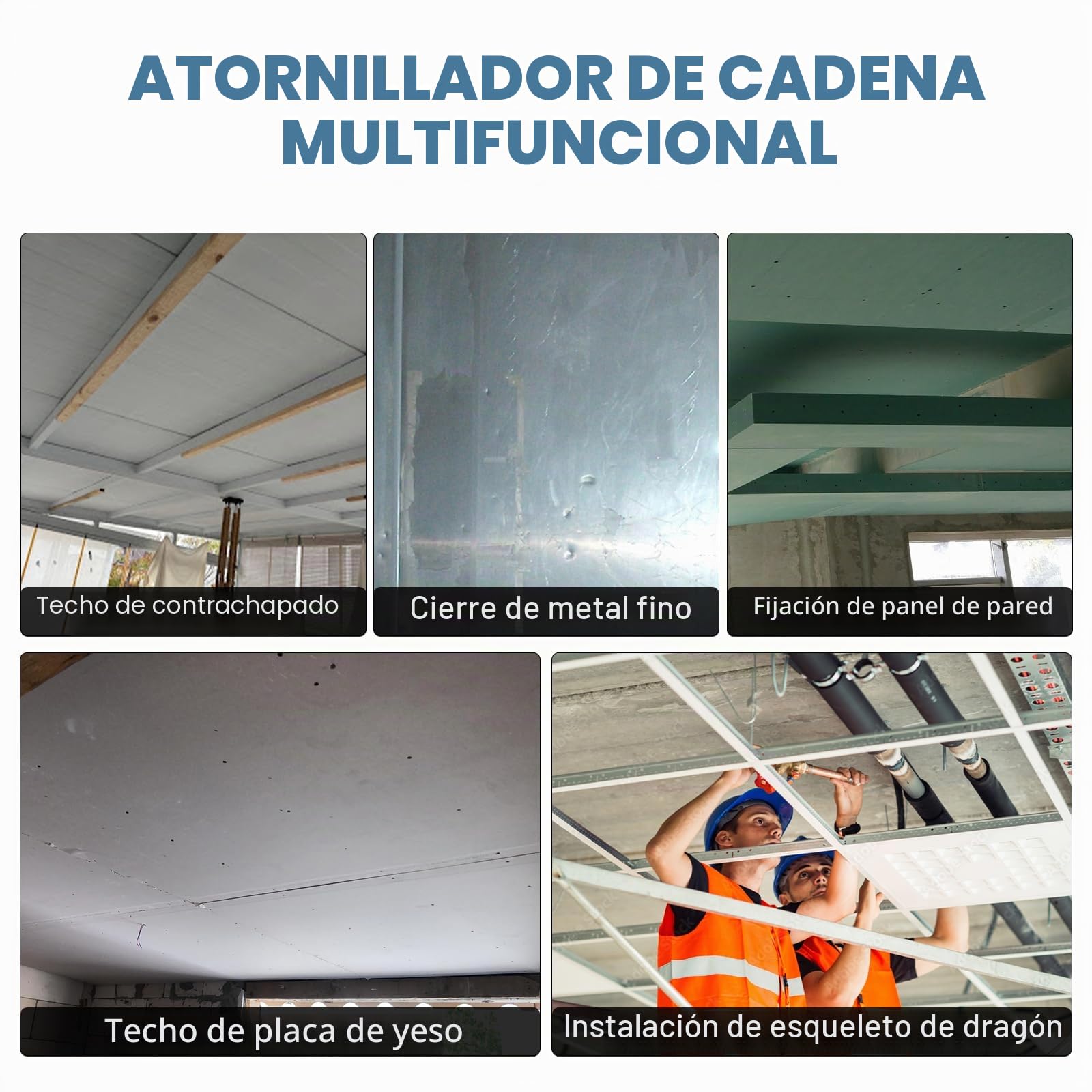 Atornillador inalámbrico para pladur, atornillador con cargador de tira y alimentación automática, batería de 3000 mAh x2, velocidad de rotación 5000 min-1, motor sin escobillas, luz de trabajo LED y