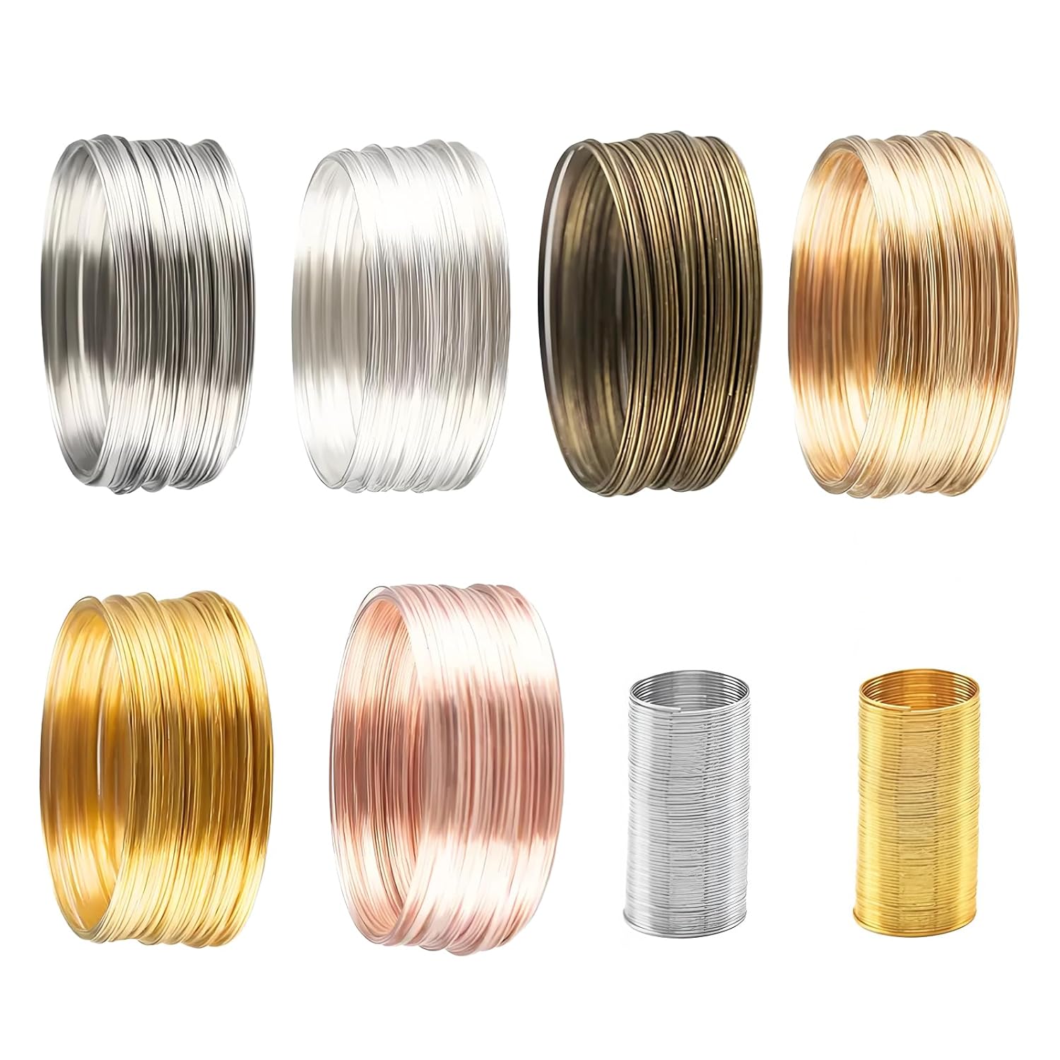 Durable Stainless Steel Jewelry Craft Wire - 500 Loops, 6 Colors Memory Beading Wire for DIY Necklace, Bracelet, Earring, Ring Making & Art Creations, 3 Yards per Roll