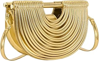 Half-Moon Gold Clutch Purse for Women Wedding Evening Handbag