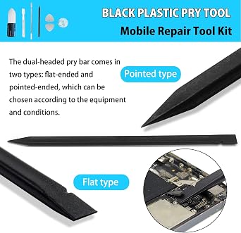 Mobile Cell Phone Repair Tools Kit 7 Pieces Antistatic Spudger Plastic & Metal Pry Opening Tool Set for Smartphone Laptop Electronics Repairing Hand Tool Black Stick Prying Tools
