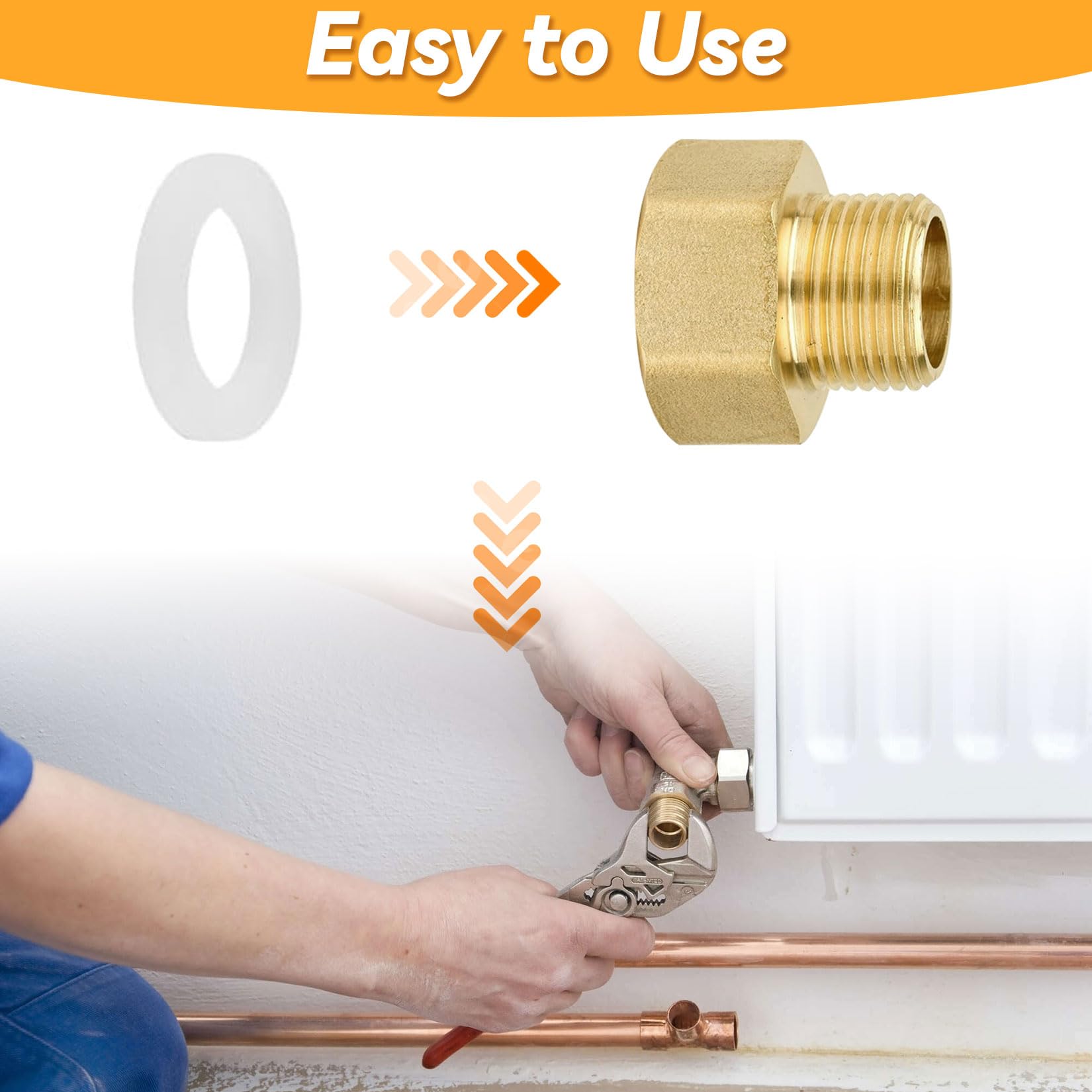 NISENTIA Réducteur Laiton 3/4" Vers 1/2" – Adaptateur Robinet Avec 4 Joints Caoutchouc Anti-Fuite