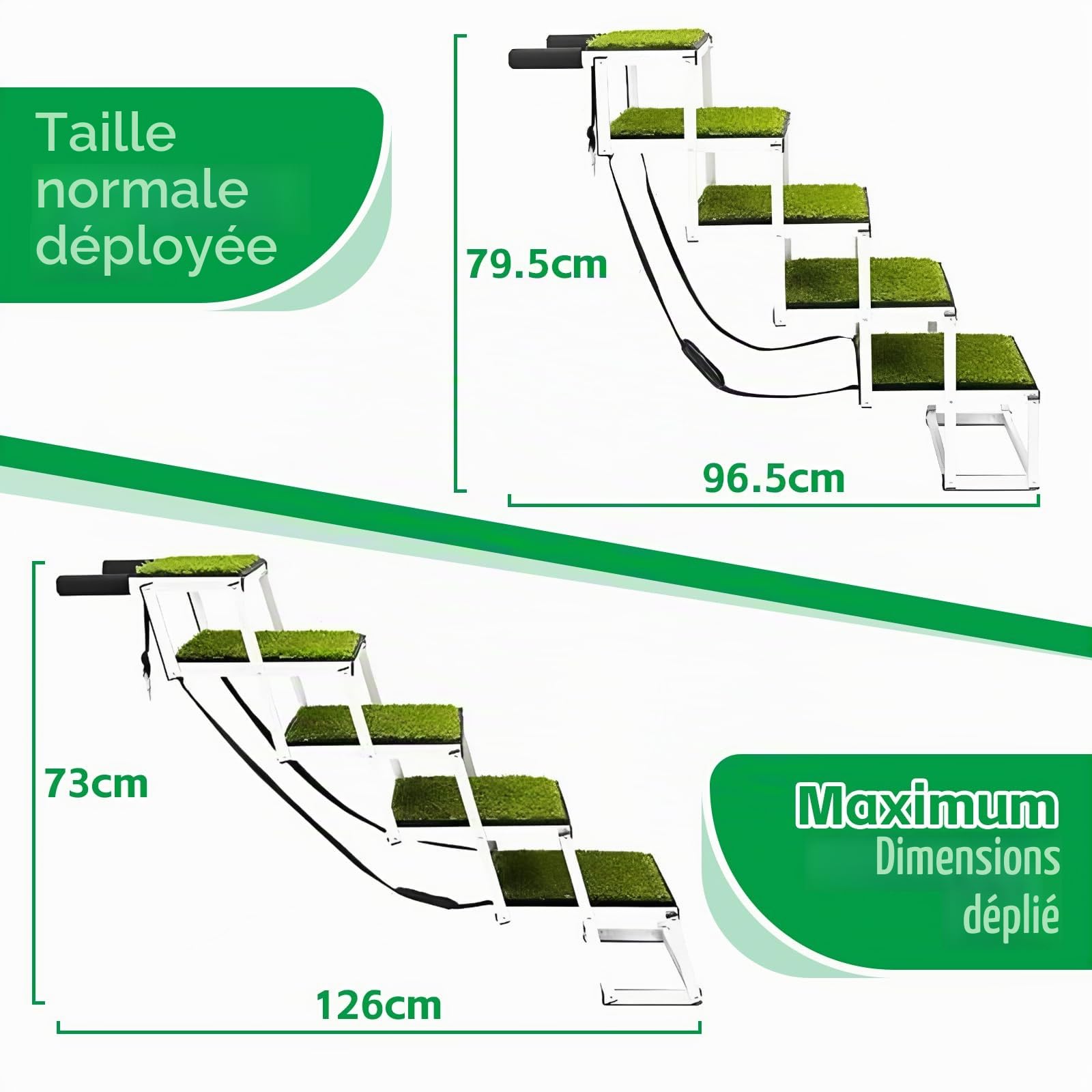 Rampe Pliable pour Chiens, Escalier en Aluminium Antidérapant pour Grands Chiens, Jusqu'à 70 kg