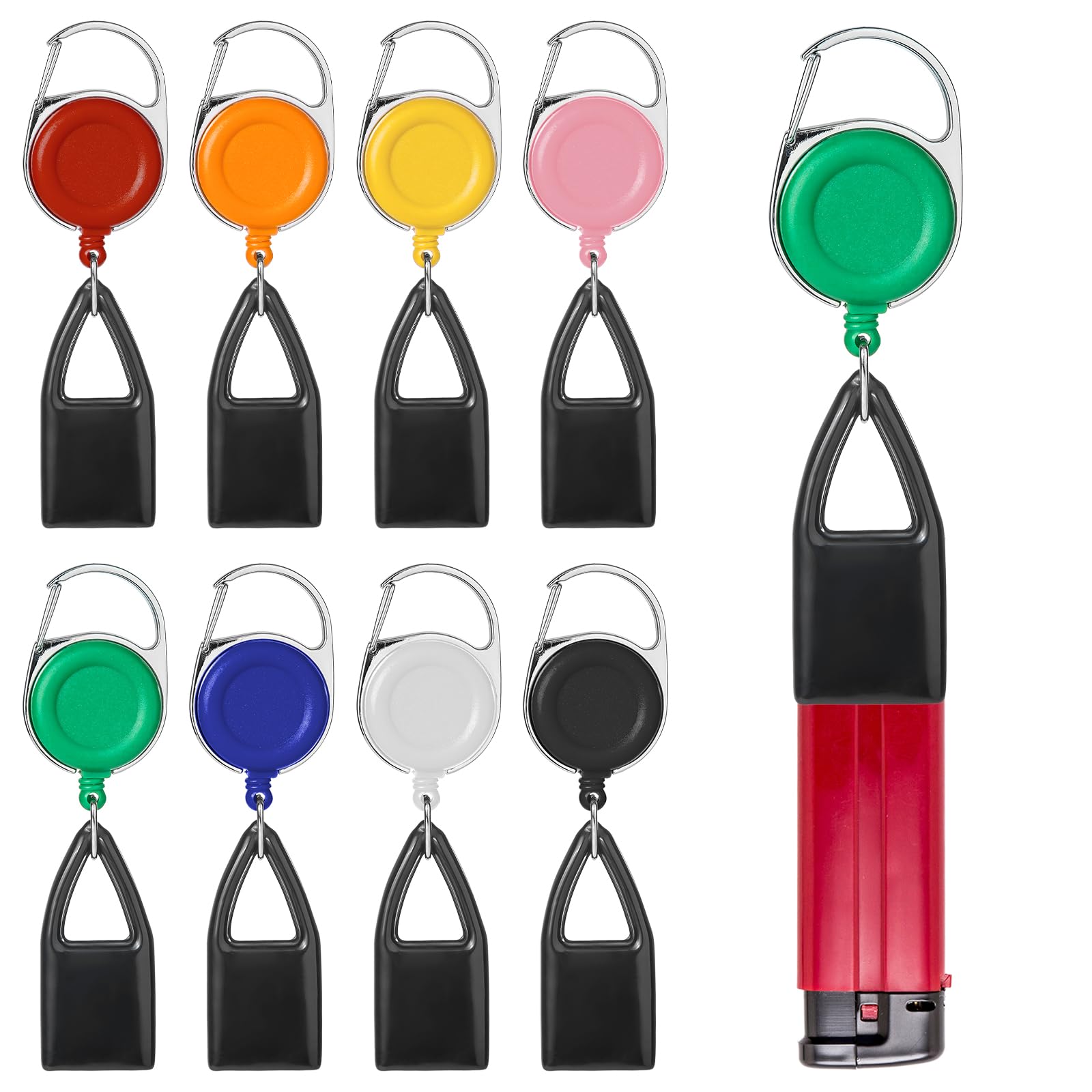8 pz Porta Accendino estensibile Accendini con Cavo Retrattile, Accendino Holder Sleeve Clip Accendini Copertura Protettiva per Lighters e Monouso, Pratico e Anti-Perdita