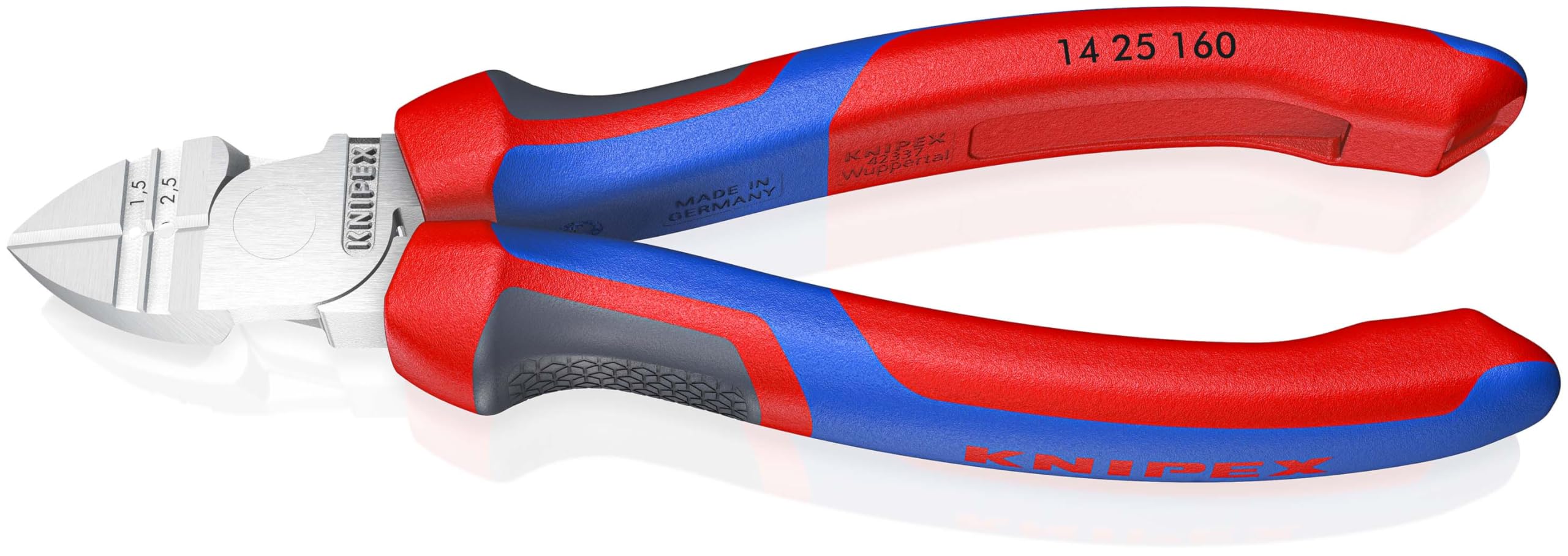 KNIPEX Alicates de corte diagonal con función de pelacables cromado con mangos confort 160 mm, 14 25 160