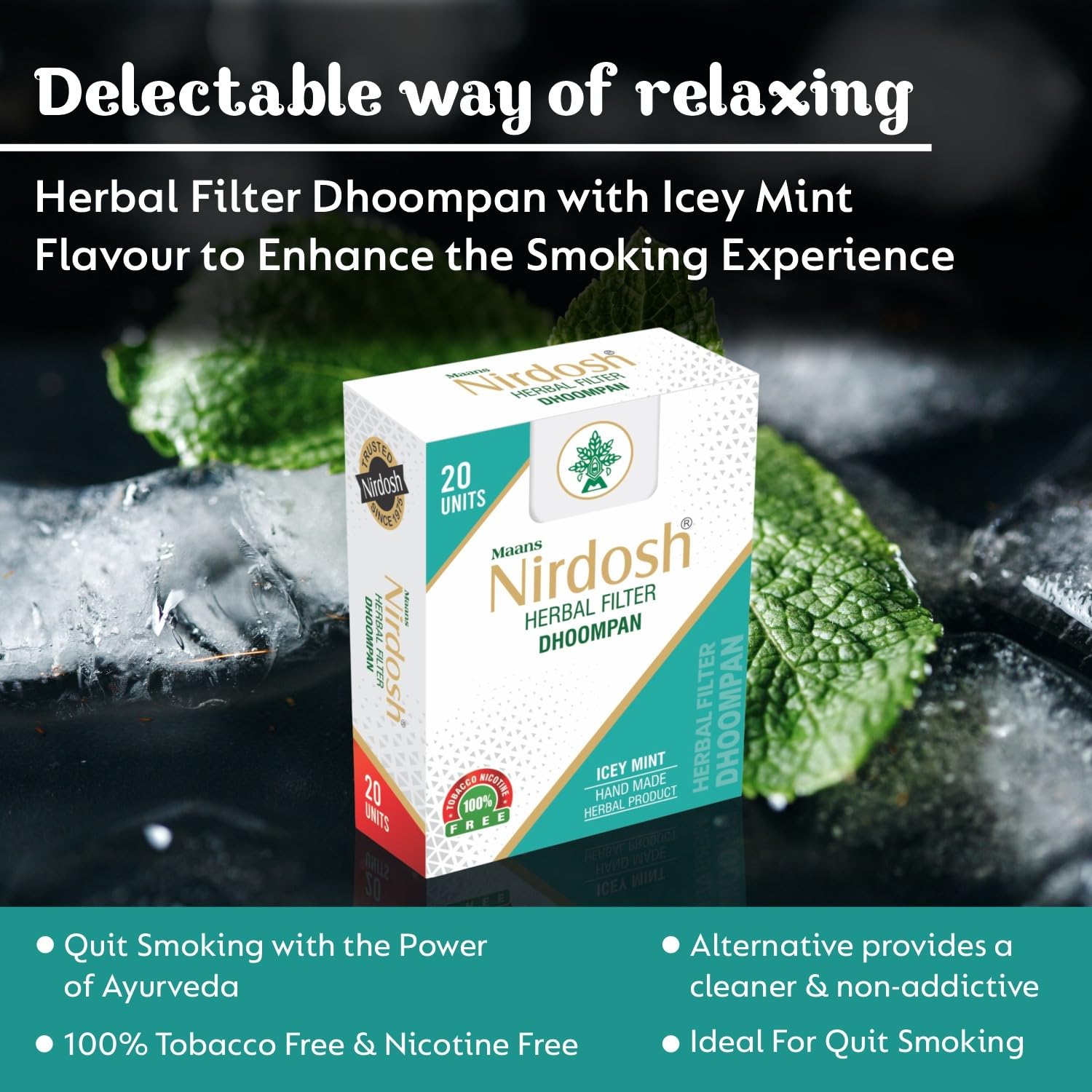 Buy Nirdosh Herbal Icey mint Smoke | 100% Natural Tobacco-Free Alternative  | 20 Ayurvedic Cigarettes | Nicotine-Free Wellness Choice Online at Low  Prices in India