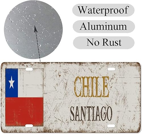 Miniatura 3 de Marco de matrícula de aluminio de Chile para placa de matrícula de Santiago, bandera de Chile, placa de matrícula de metal de aluminio para