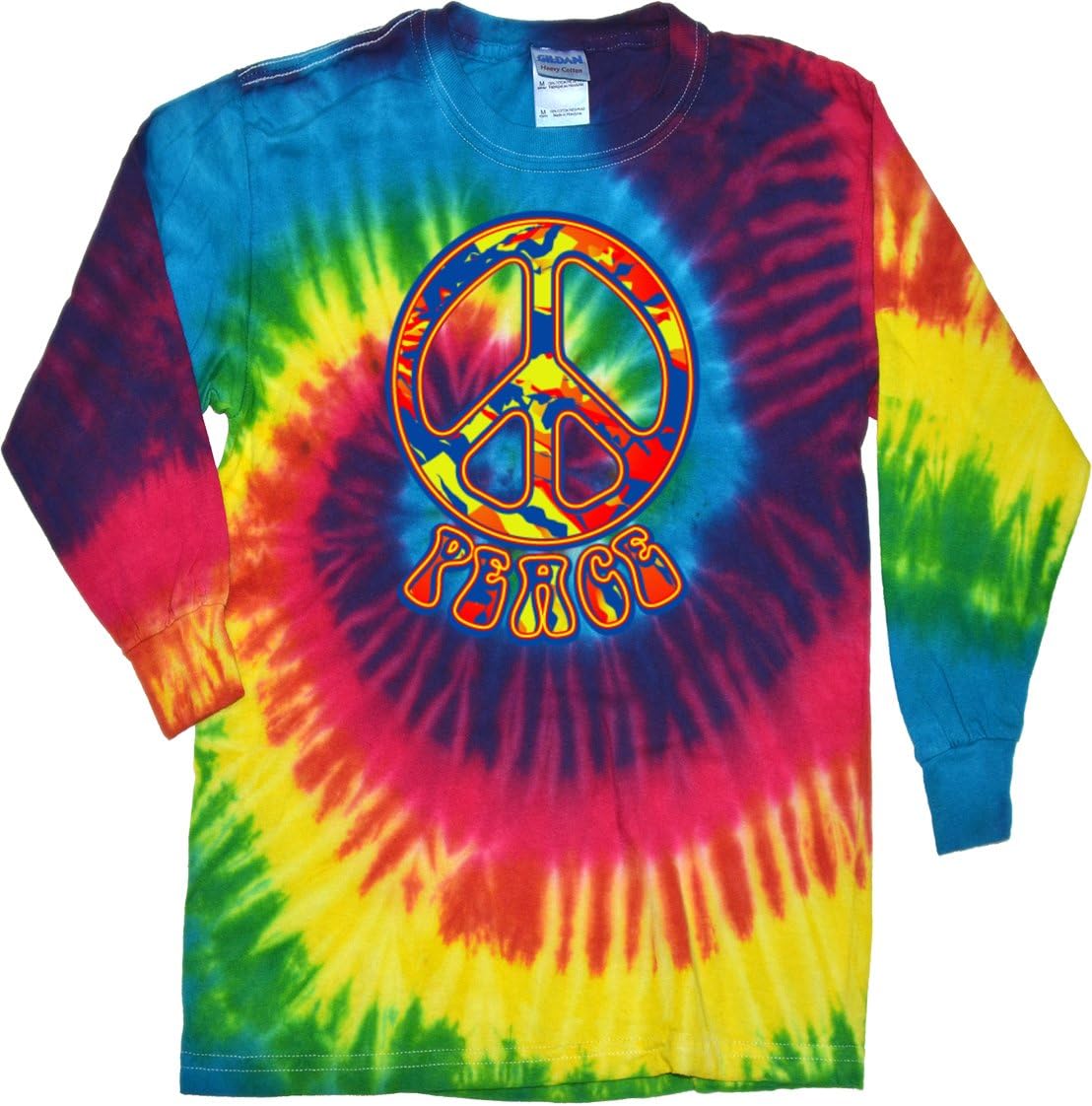 Buy Cool Shirts Peace T-Shirt Funky 70's Peace Sign Tie Dye Long Sleeve