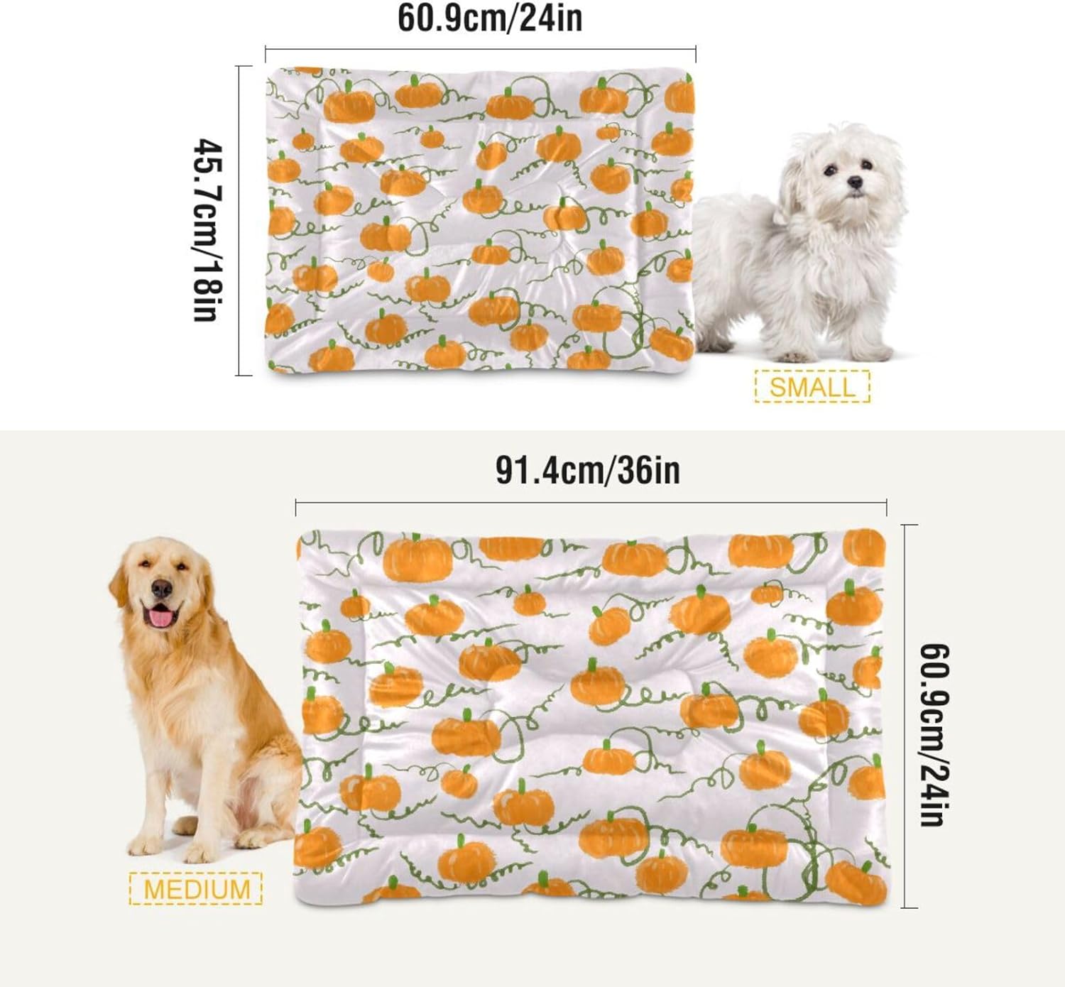 review Cute Thanksgiving Pumpkins Pet Bed Mat for Dog Cat Crate Pad Non-Slip Bottom Design Washable Cushion Padding Pet Sleeping Bed, 36