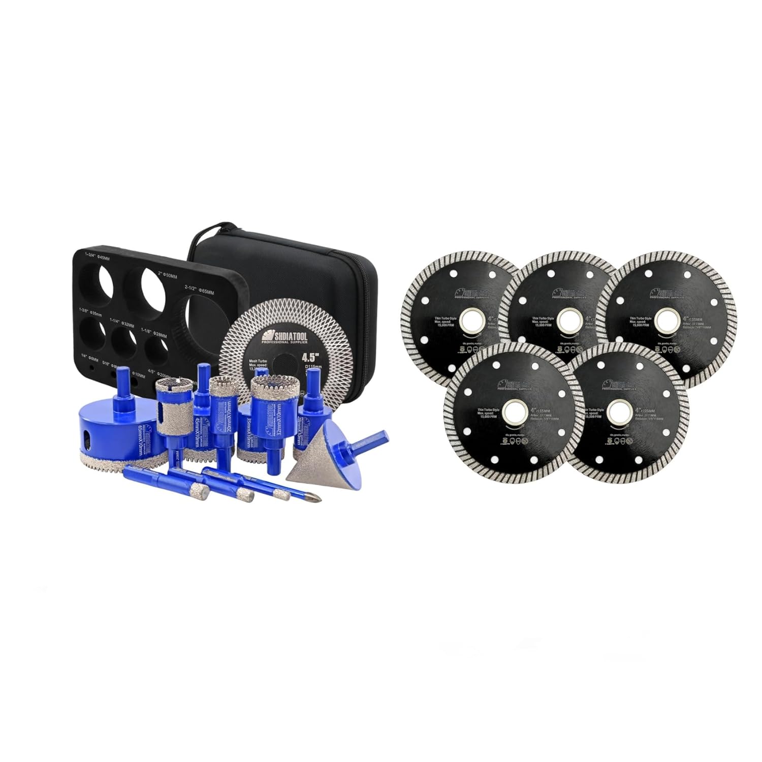 SHDIATOOL Diamond Drill Bits Kit - Core Bits Hole Saw Sets,Mould Guide for Drilling Porcelain Tile Marble Ceramic Granite with Hollow EVA Guide Jig