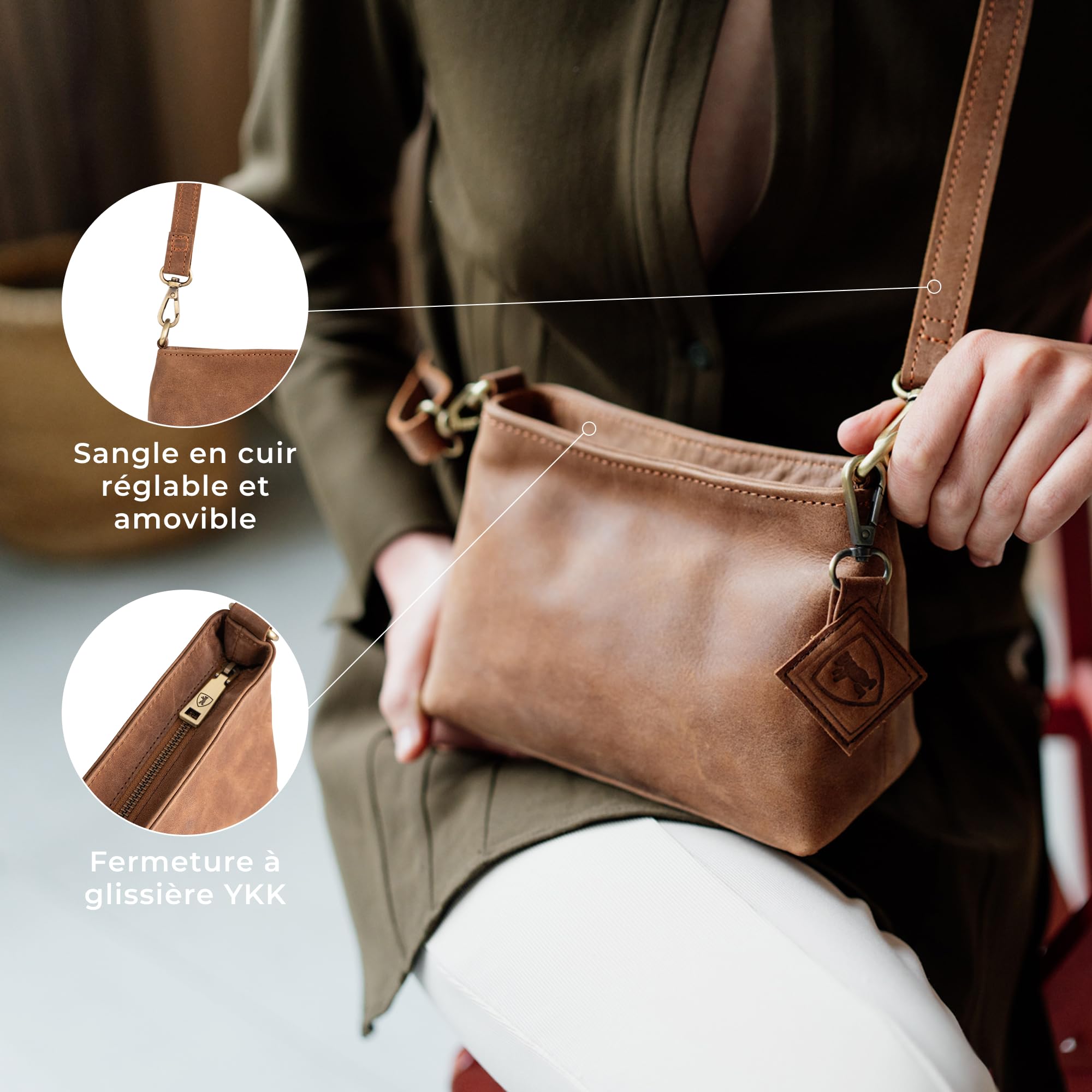 Berliner Bags Sac à bandoulière vintage Marbella XS - Petit sac à bandoulière en cuir - Sac à main pour femme