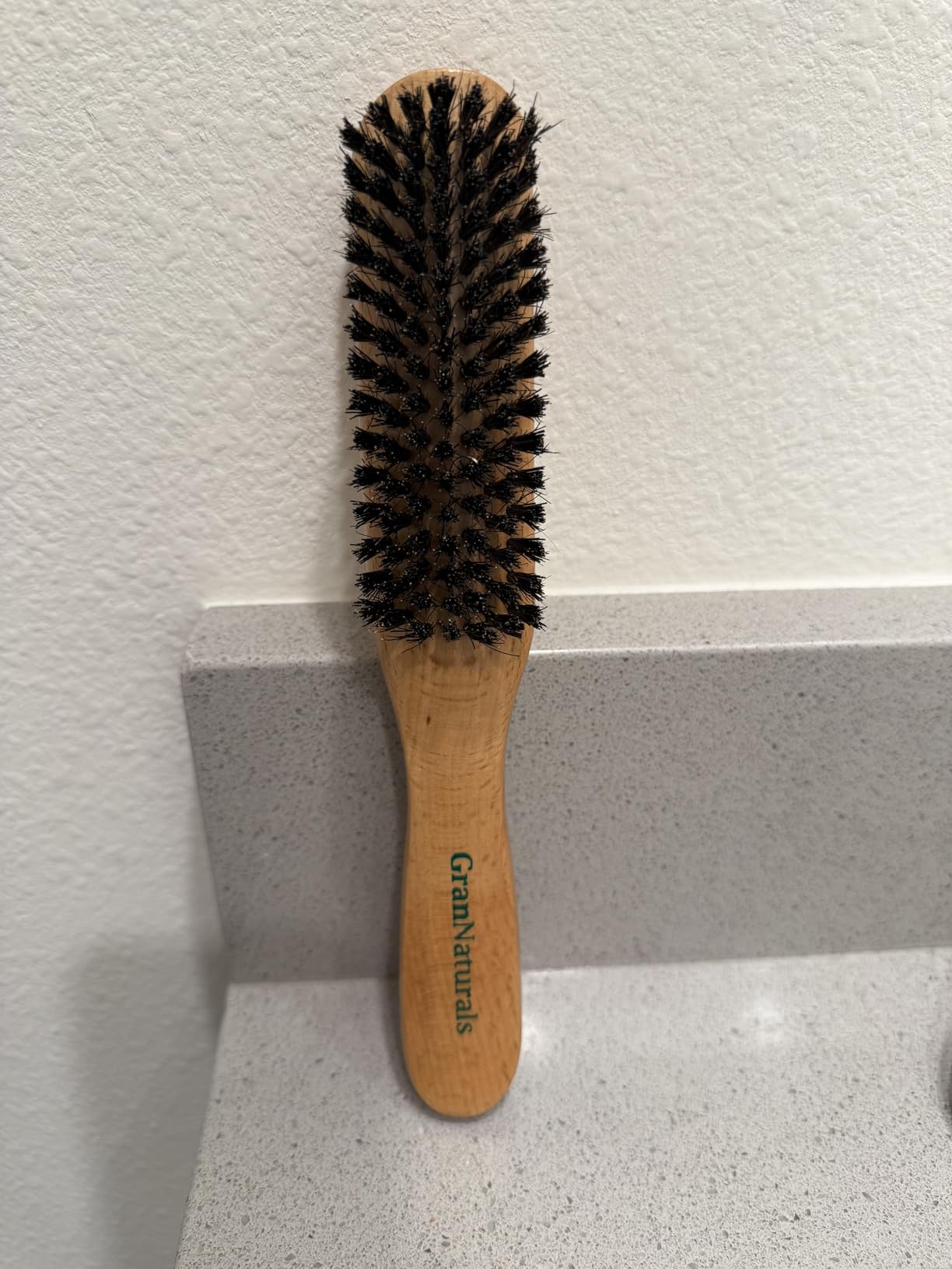 GranNaturals Boar Bristle Slick Back Hair Brush - Large Soft/Medium Smoothing Hairbrush to Style, Polish, & Lay Hair Down Flat to Create a Sleek Frizz Free Hairstyle for Women and Men