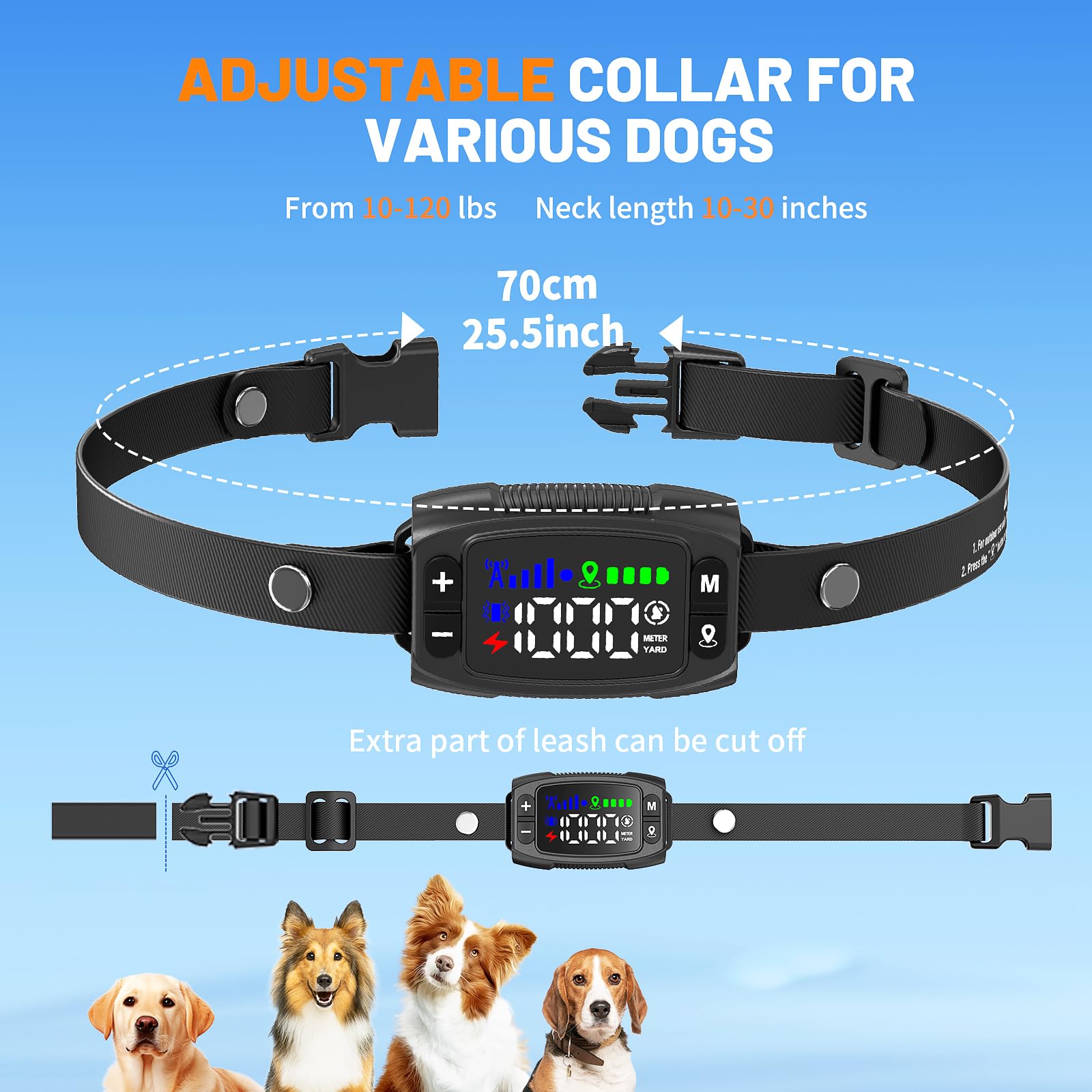 Valla Inalámbrica para Perros GPS para Uso en Exteriores, Collar Sistema Valla Antifuga 1000m