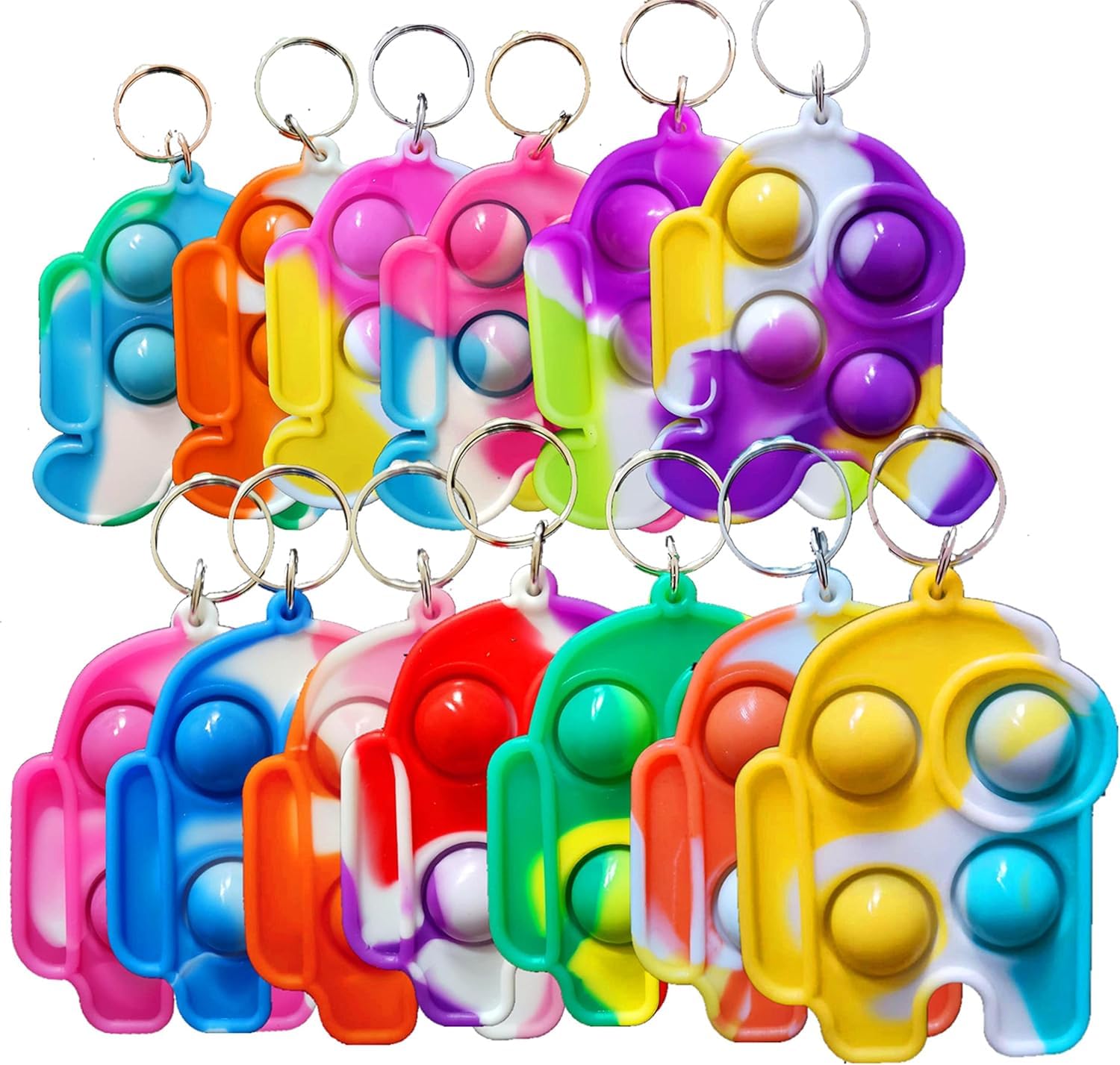 30 Packs Kids Christmas Valentine Party Favors and Classroom Students Gifts, Push Fidget Bubble Fidget Sensory Bulk Mini Pop Keychain,Boys Girls Holiday Camp Small Rainbow Activities Prizes