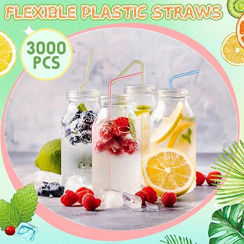 Vista 11 de Eaasty 3000 popotes de plástico flexibles a granel, popotes desechables de plástico, pajitas largas de plástico coloridas, popotes flexibles a