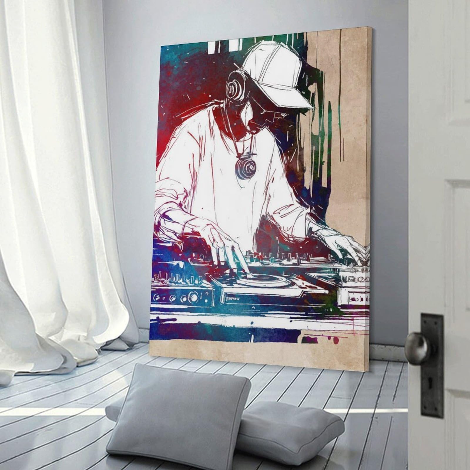 Junmoney DJ Watercolor Art Wall Picture Print 24x36inch(60x90cm), for Picture Wall Styling in Lounge Or Bedroom, Ideal for Building A Coordinated Art Wall