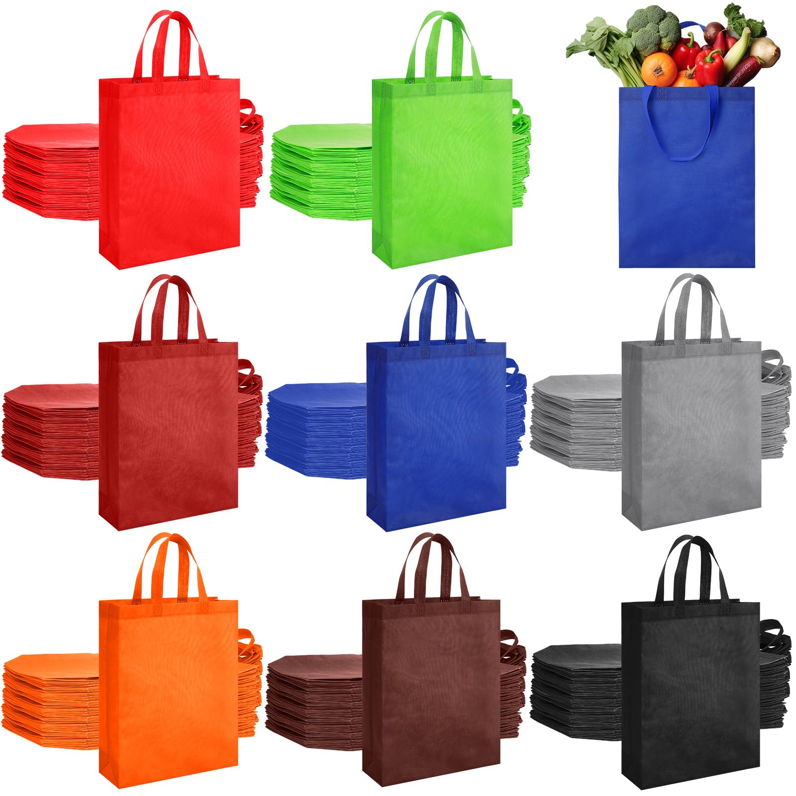 Amylove 80 Pcs Non Woven Tote Bags Bulk Large Reusable Gift Bag Reusable Grocery Bags, 15 x 11. 8 x 4 Inches(Multicolor)