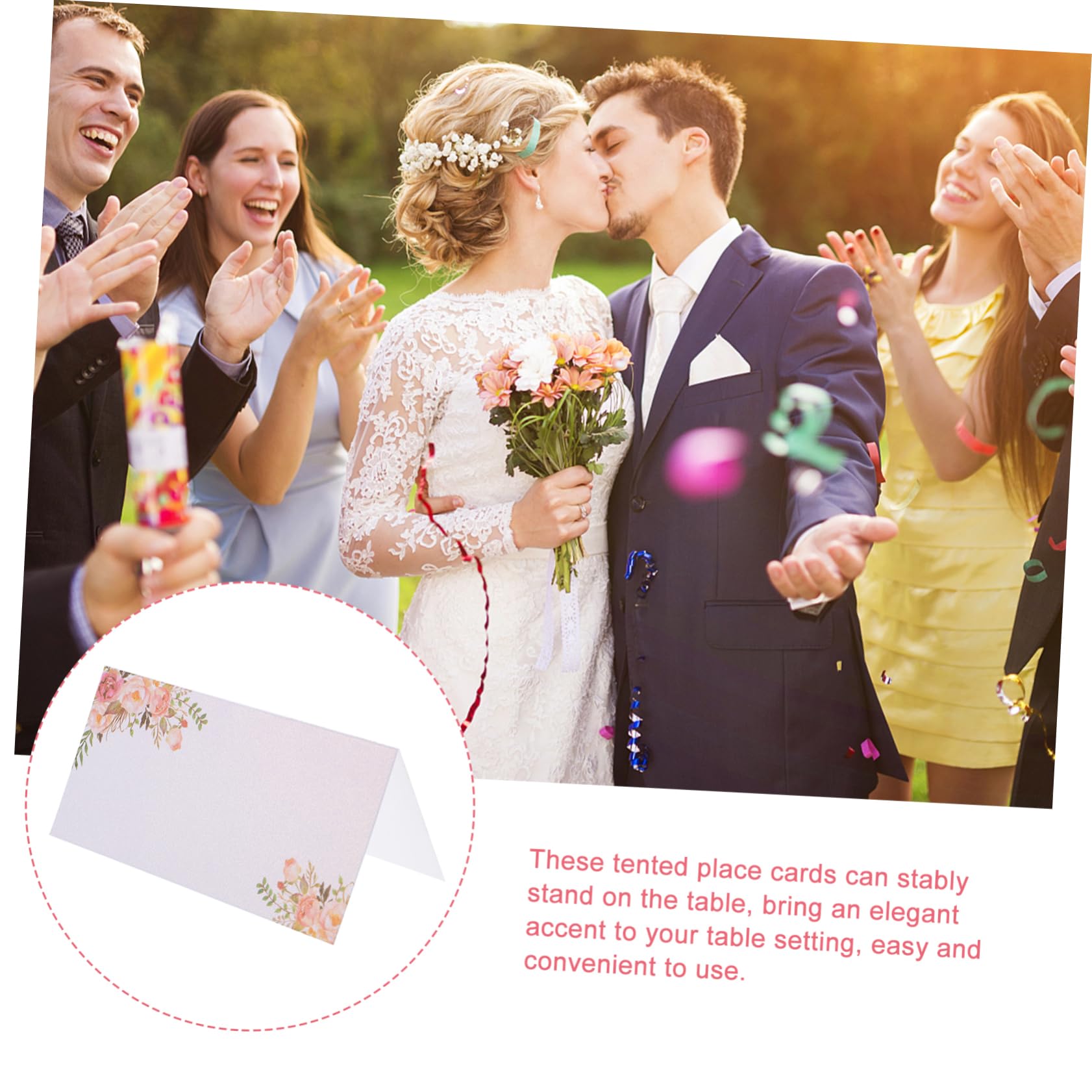 STOBAZA 3 Sätze Hochzeit Tischkarten Mit Blumenmotiven Beschreibbare Platzkarten Für Hochzeitsdeko Und Feiern Für Rustikale Hochzeiten Und Partys 50 Stück * 3