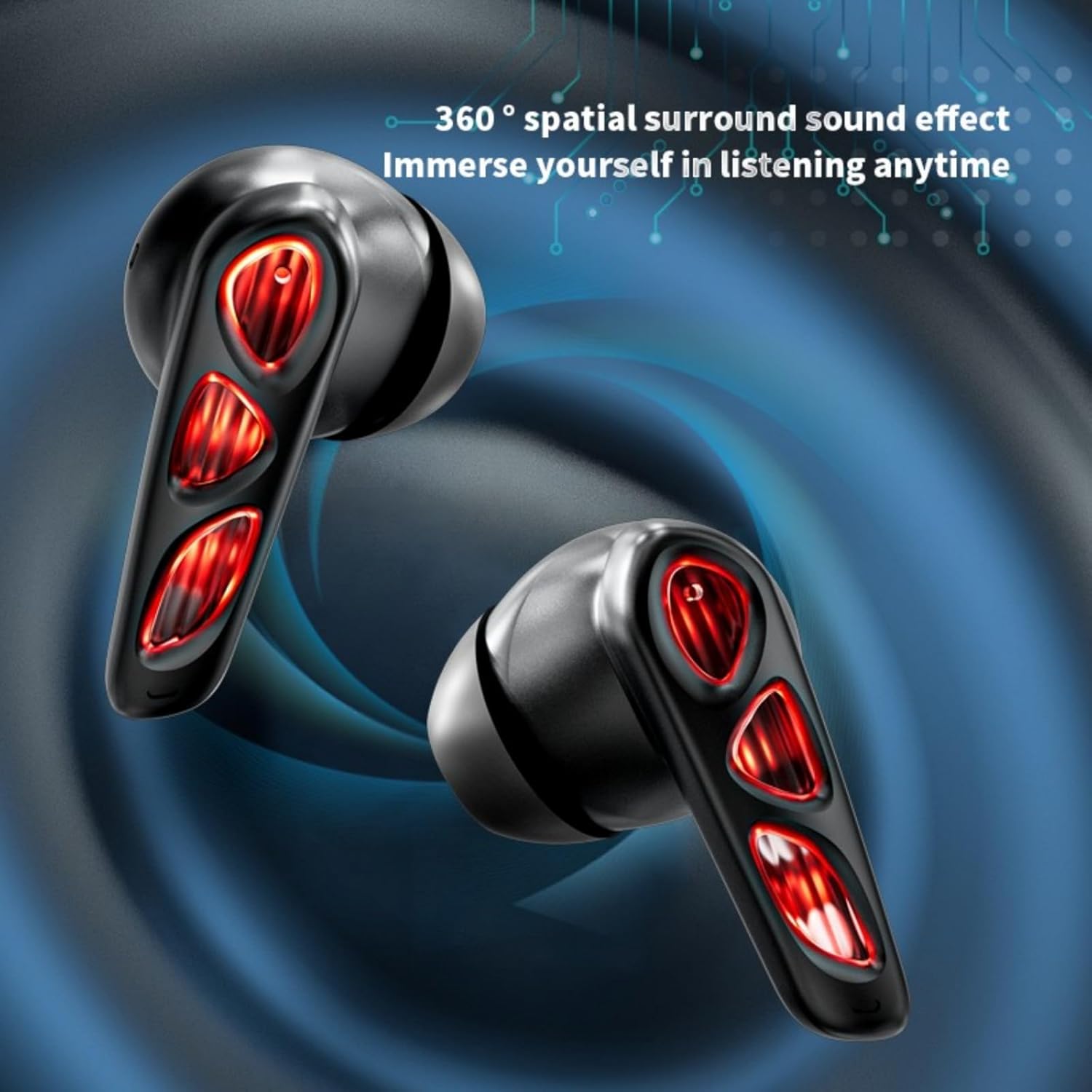 Xmenha Cool RGB Mecha True Wireless Bluetooth 5.4 Kids Gaming Earbuds Headsets with Mic Gifts for Gamer Boys Men Kids Low Latency Earbuds Earphones Gaming Blue Tooth Ear Buds for iPhone Android PC