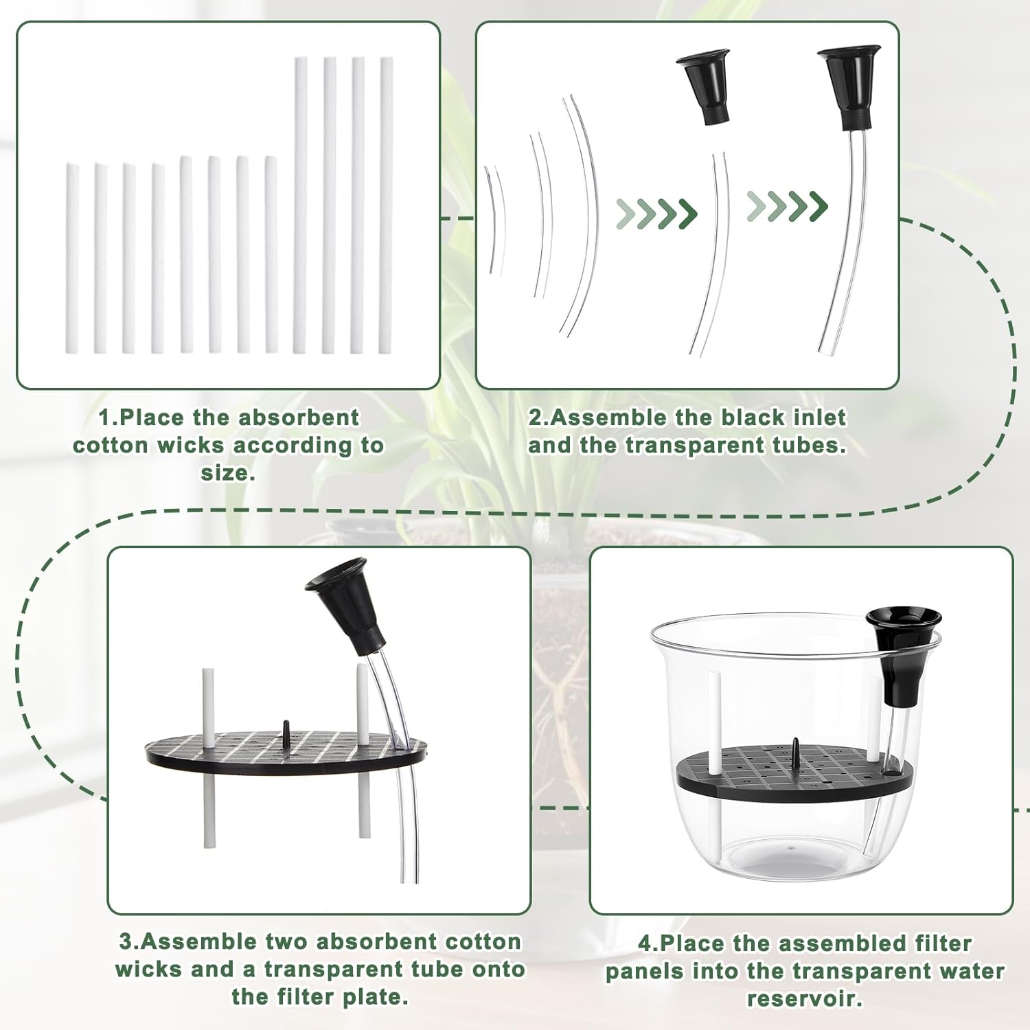 6 Pcs Clear Self Watering Pots for Indoor Outdoor Plants Flowers, 2 Each of 4, 5 and 6 Inch Self Watering Planters with Reservoir, Drainage Hole and Absorbent Cotton Rope - Image 5