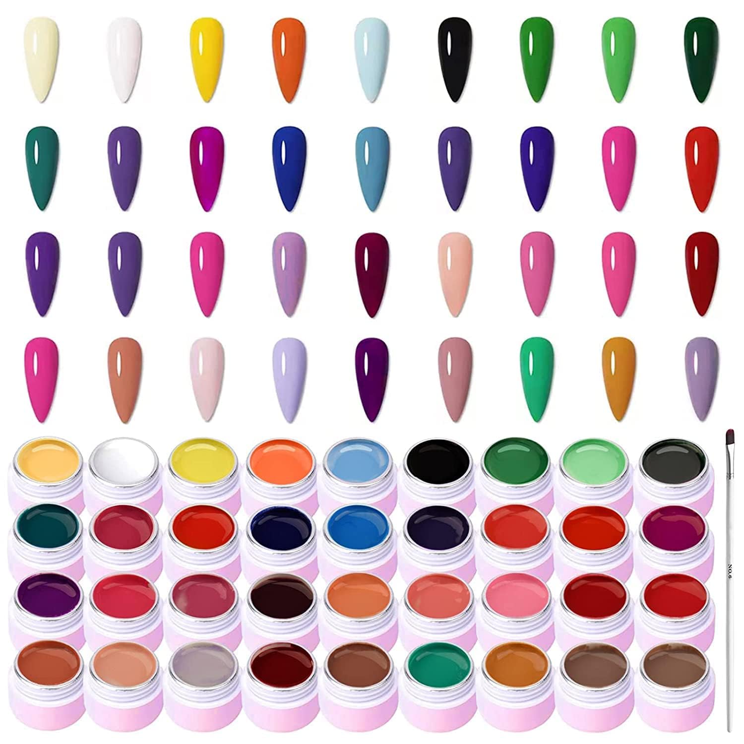 NAILWIND Gel Nail Polish, 36 Colors 8ML Nail Art Pigment Set Gel Polish Solid Glue Extension Gel With One Nail Brush One Nail File for Nail Art DIY Design-image-10
