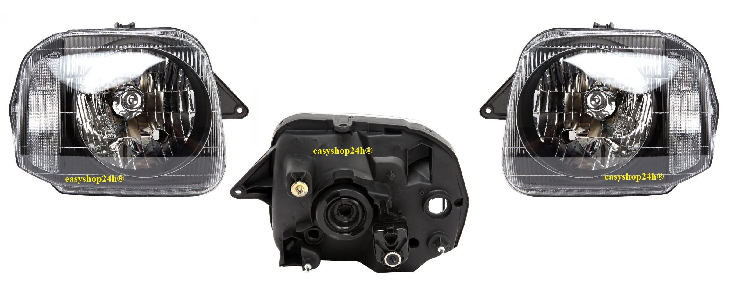 Set 2 Faro Fanale Proiettore Anteriore Destro e Sinistro Per Jimny dal 1998 al 2017 H4 Predisposto Regolazione Elettrica Gruppo Ottico Luce Fanalino Guidatore Passeggero