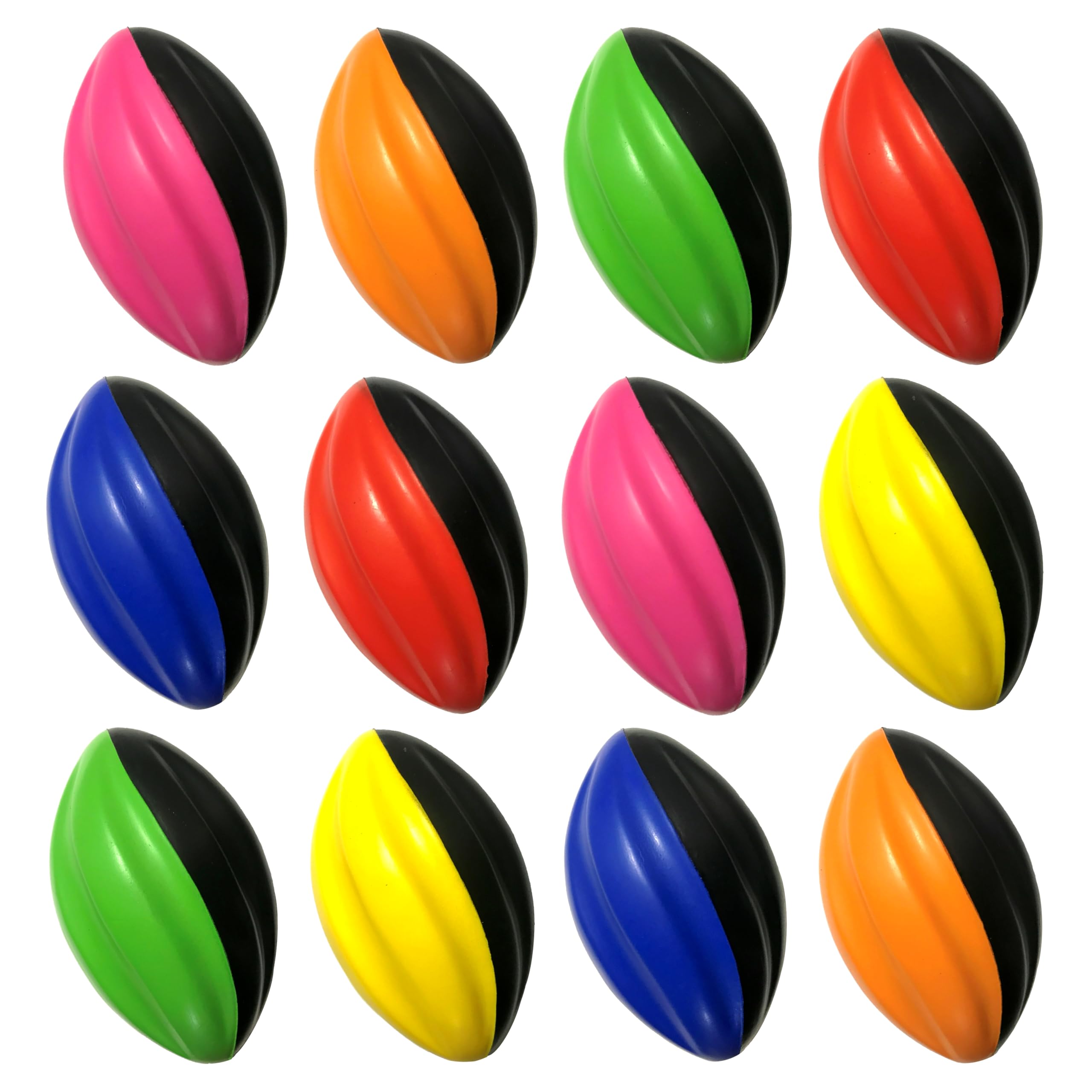 LMC Products Mini Football Pack - 5” Spiral Small Foam Footballs for Kids (Red, Yellow, Blue, Pink, Orange, Green)