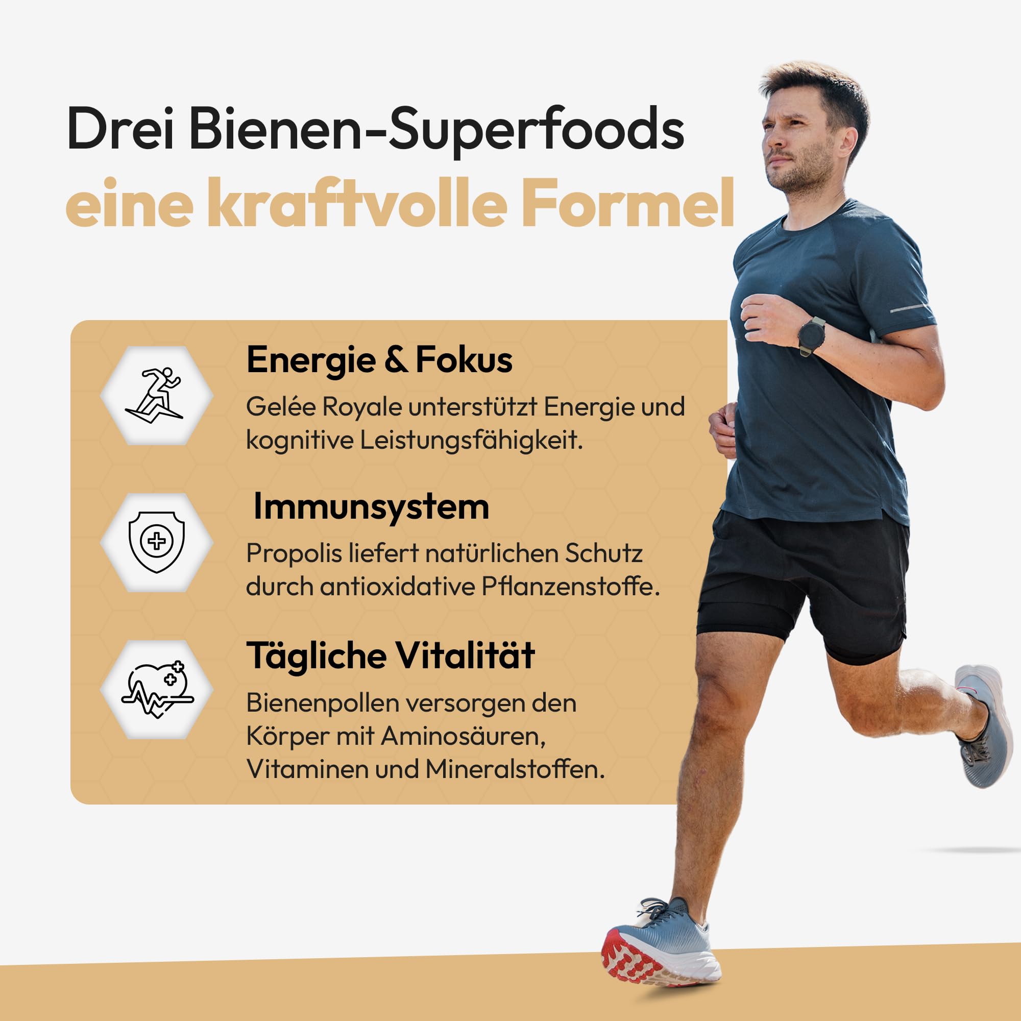 Bee&You Propolis,Gelée Royale,Blütenpollen Tabletten 500mg (60 Tabletten,Keine Zusatzstoffe,Fairer Handel,100% natürlich,ohne Zusatzsstoffe,hochdosiert, Schutzharz der Bienen,Kapseln,lange haltbar)