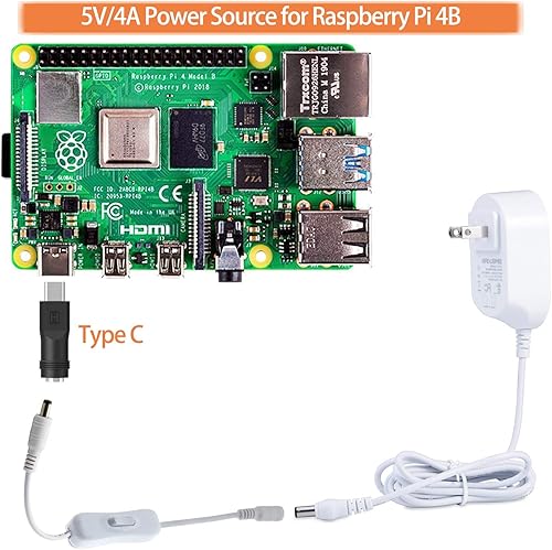 Miniatura 6 de Makeronics Adaptador convertidor de CA 100V-240V DC 5V 4A Fuente de alimentación Enchufe de EE. UU. Adaptador de corriente de 0.217 in x 0.083 in