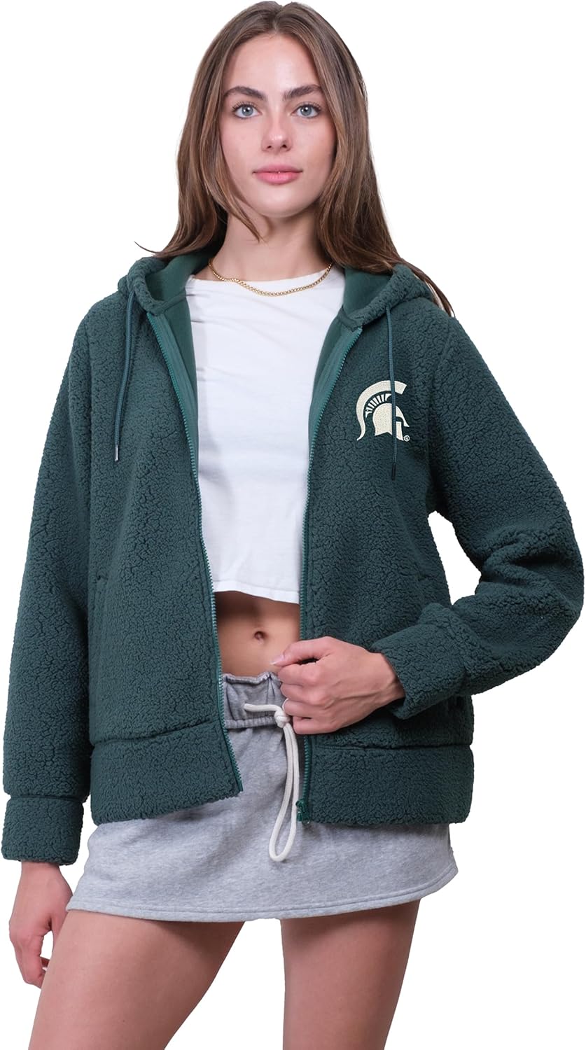 Ultra Game Women's NCAA Official Super Soft Sherpa Full Zip Hoodie Sweatshirt