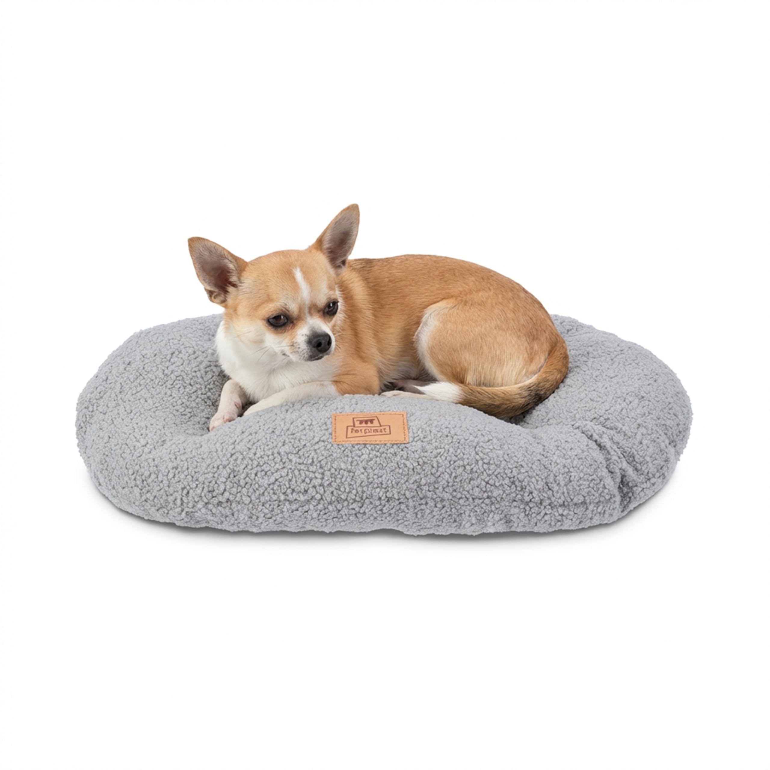 Ferplast Dog Bed Cushion for Small Dogs, Cat Bed, Washable Synthetic Bouclé Fabric, Soft Padding, 43 x 30 x h 3 cm. Grey