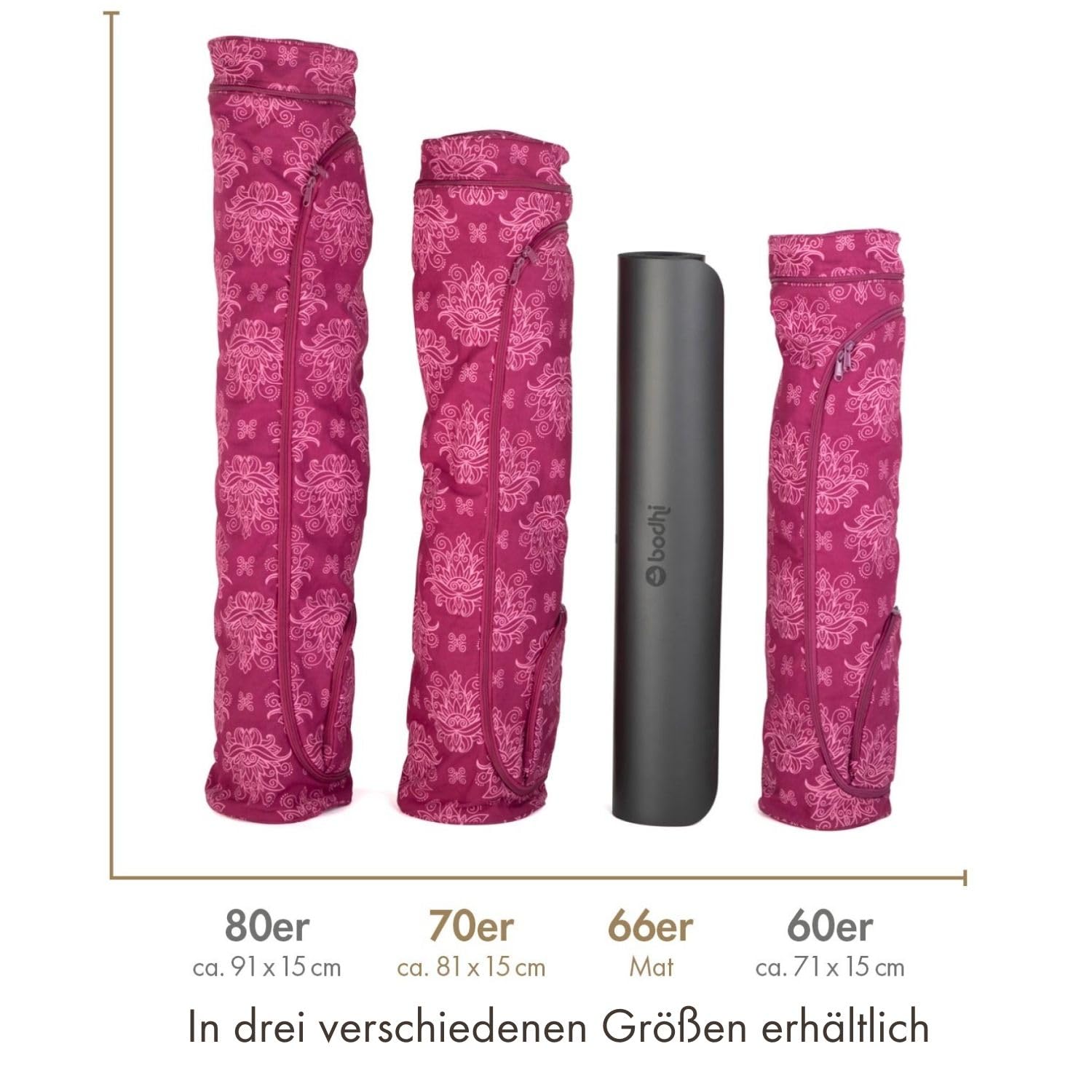 Bodhi Yogatasche ASANA Bag Cotton | Maharaja Collection | Yogamattentasche in verschiedenen Größen | Baumwolltasche für Yogamatte & Zubehör | inkl. Außentaschen