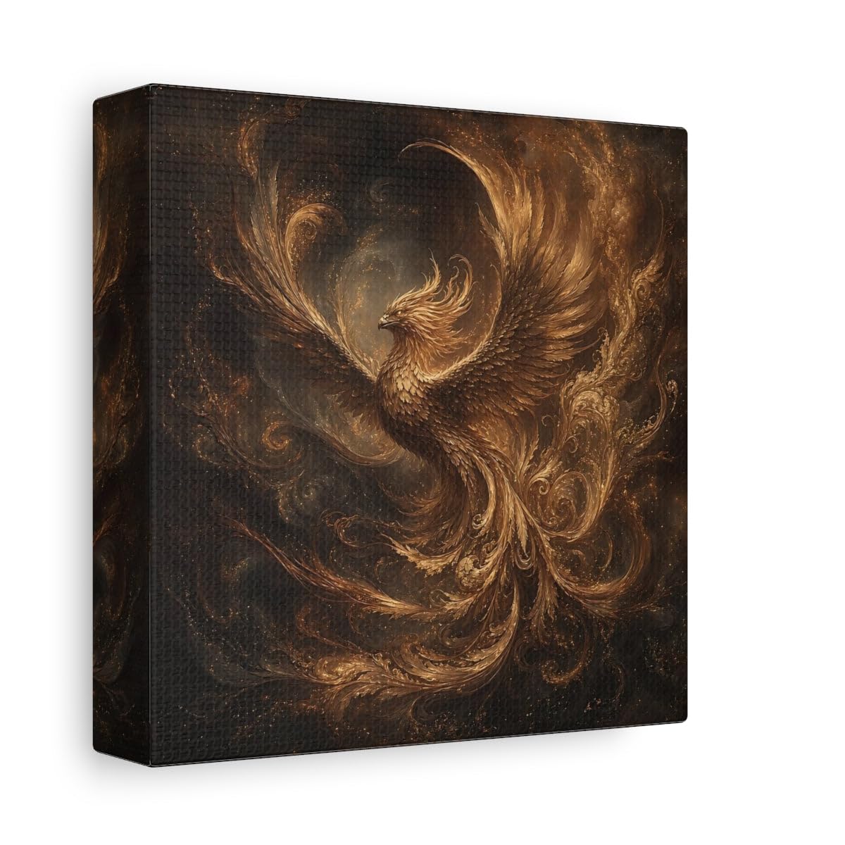 Tableau Phoenix Doré Toile Or et Noir 15x15 cm Décoration Murale Salon - 8