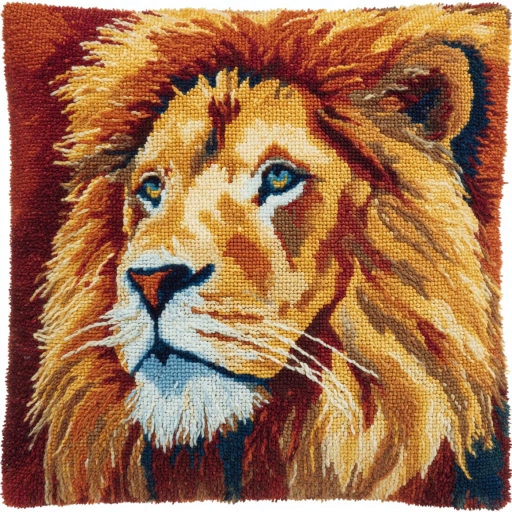 Henypt Latch Hook Cushions Kits Lion