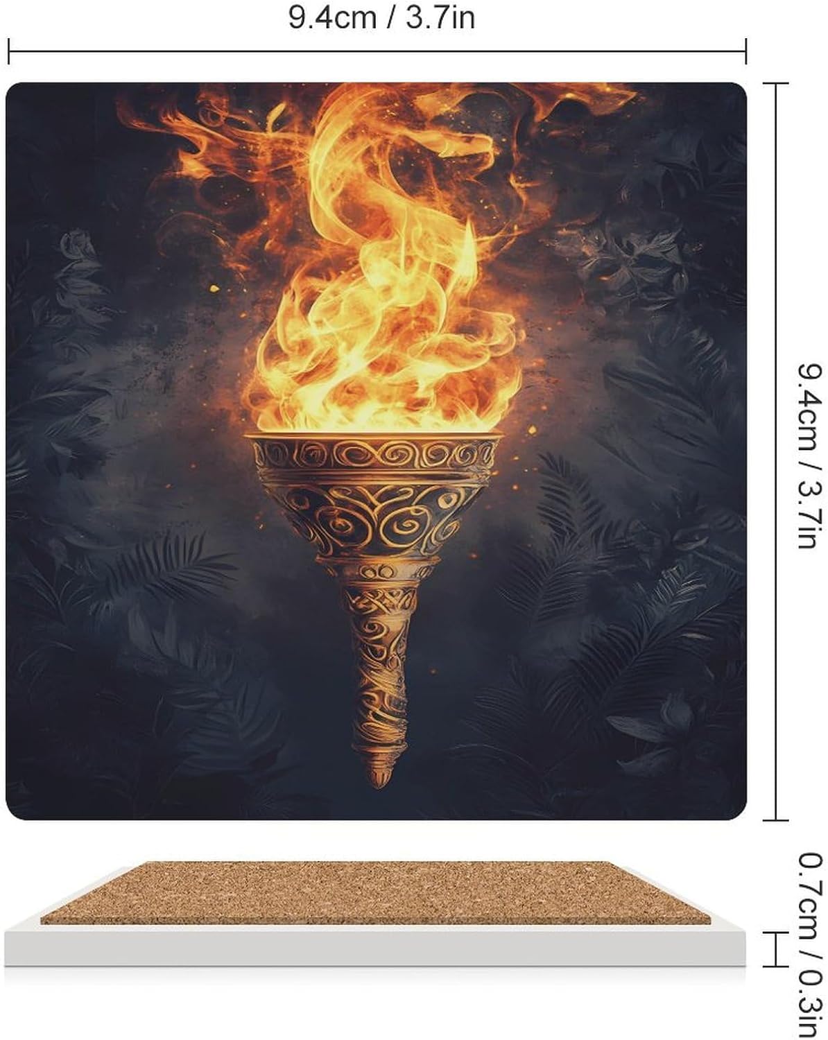Fiery Flame Ceramic Coasters Square Drinks Coaster Coffee Table Decor Table Coaster for Home Bar