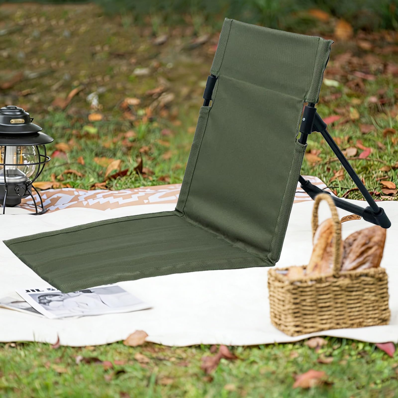 Silla de Suelo,Silla de Playa 38x39.5CM,Asiento de Estadio,Cojín Plegable,Playa con Respaldo,Sillas Jardín Exterior,Silla Playa Plegable,para Camping Piscina,Terraza o Jardín o Exterior