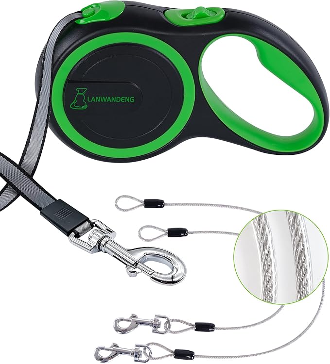 26FT Chew Proof Retractable Dog Leash with 2 Heavy Duty AntiChewing