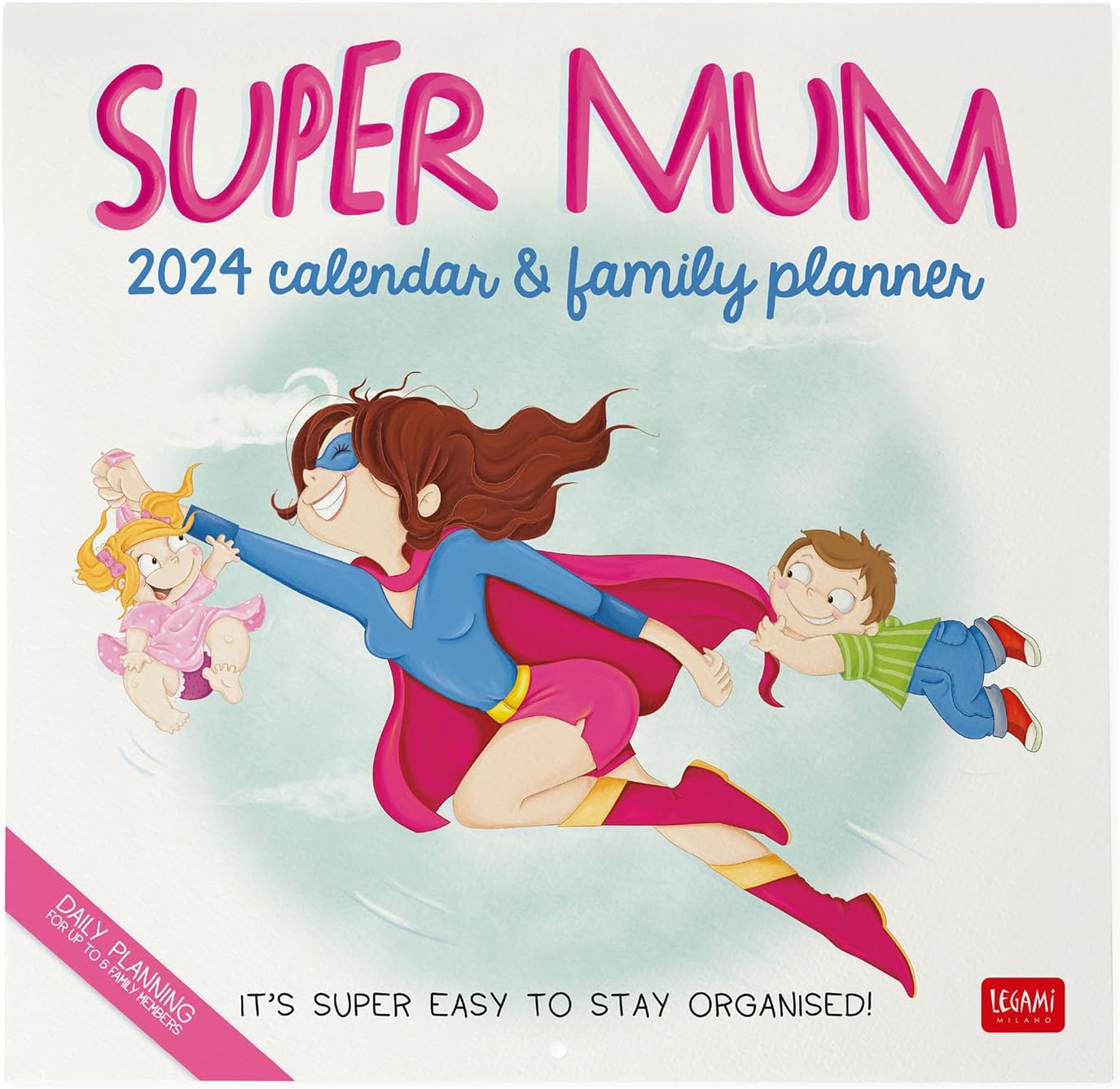 Legami - Wall Calendar 2024 Planner, 12 Months and Yearly Planner, Space for Notes and Notes, Week Number, Zodiac Signs and International Holidays, Single Cellophane, 30 x 29 cm