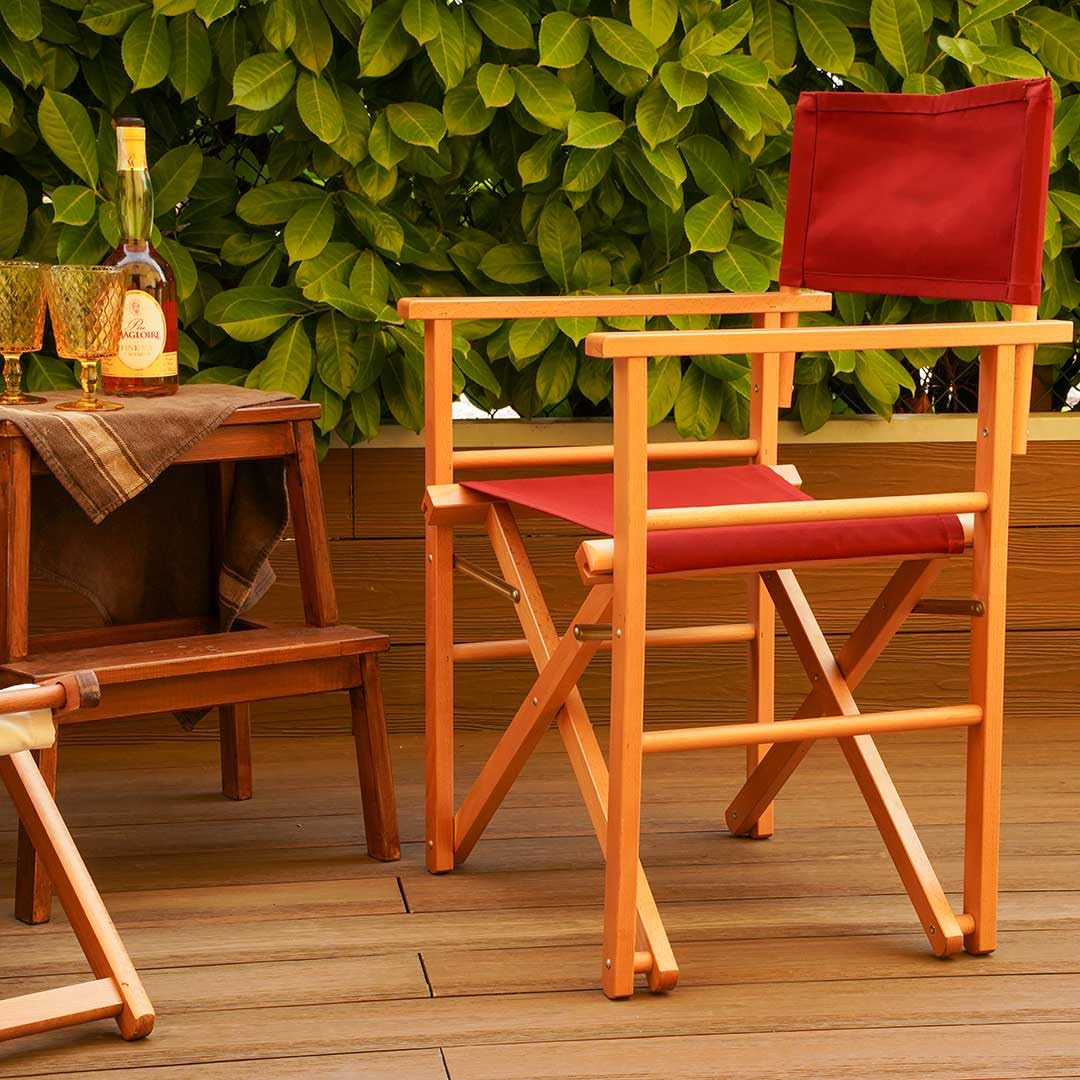 Danieli - Sedia da Regista in Legno per Esterni - Sedie Pieghevoli da Giardino in Legno di Faggio - Telo 100% Acrilico in Diverse Colorazioni - Ideali per Giardino, Terrazza, Spiaggia (Tortora)