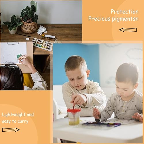 Miniatura 3 de EXCEART Paleta vacía de acuarela para acuarela, caja de lata de metal, caja de pintura con tapa, bandejas vacías para acuarela, 45 ranuras para