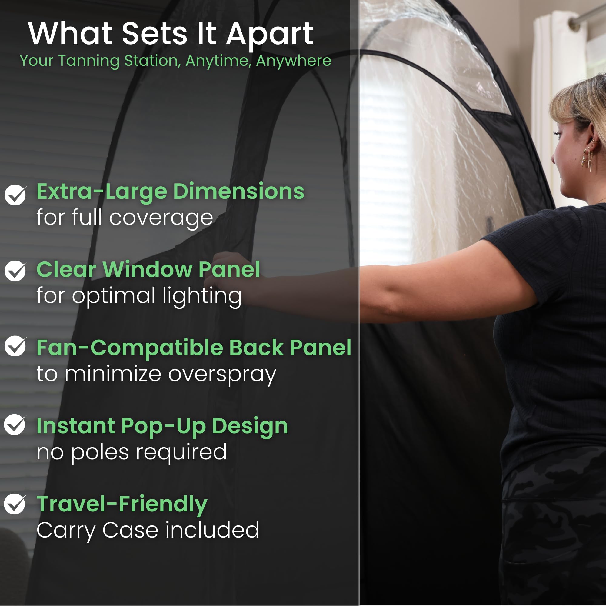 Large Portable Spray Tan Tent with Clear Window and Carry Case