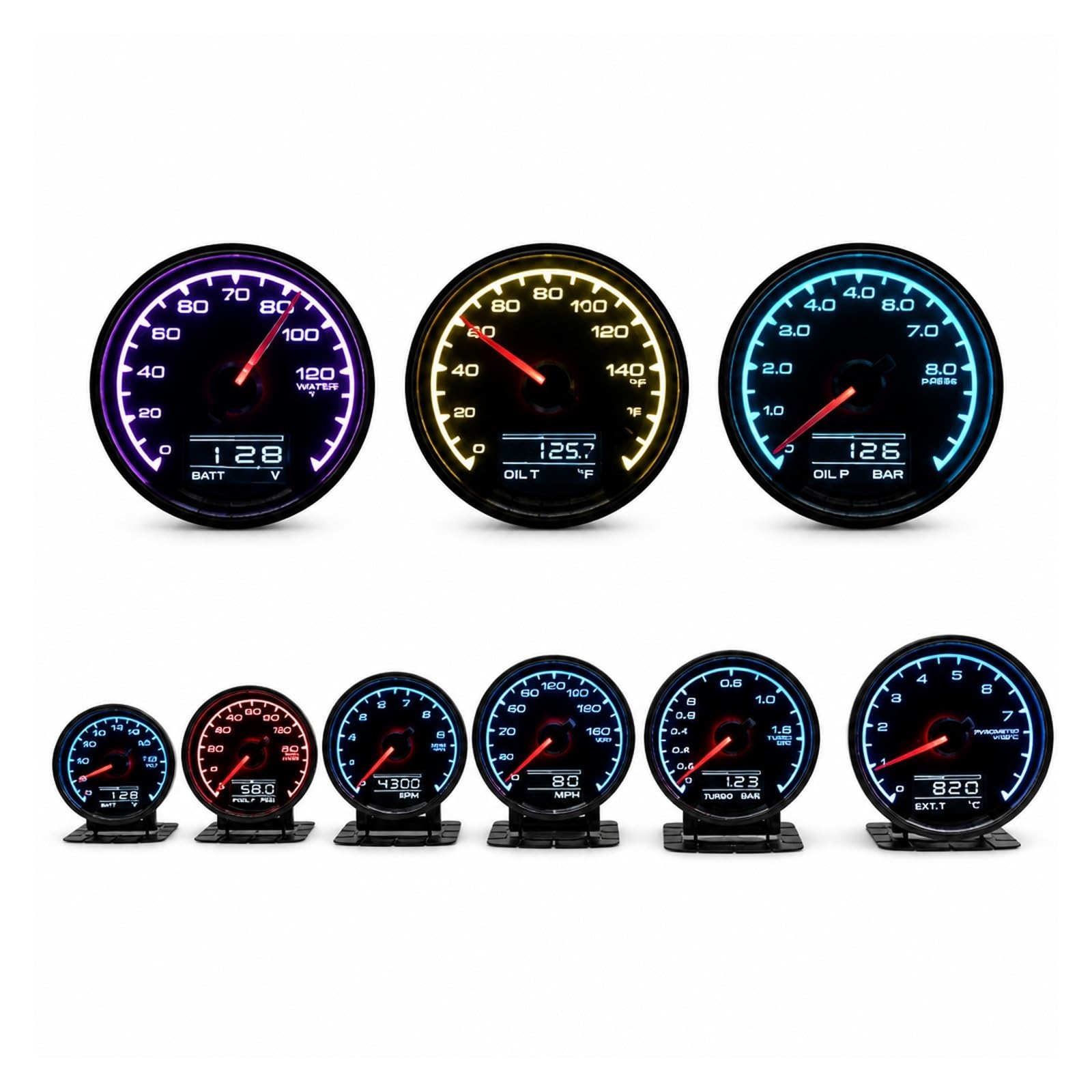 Manómetro, Juego De Medidores RPM, Presión Aceite Digital LCD, Temperatura Del Agua, Turbo Boost